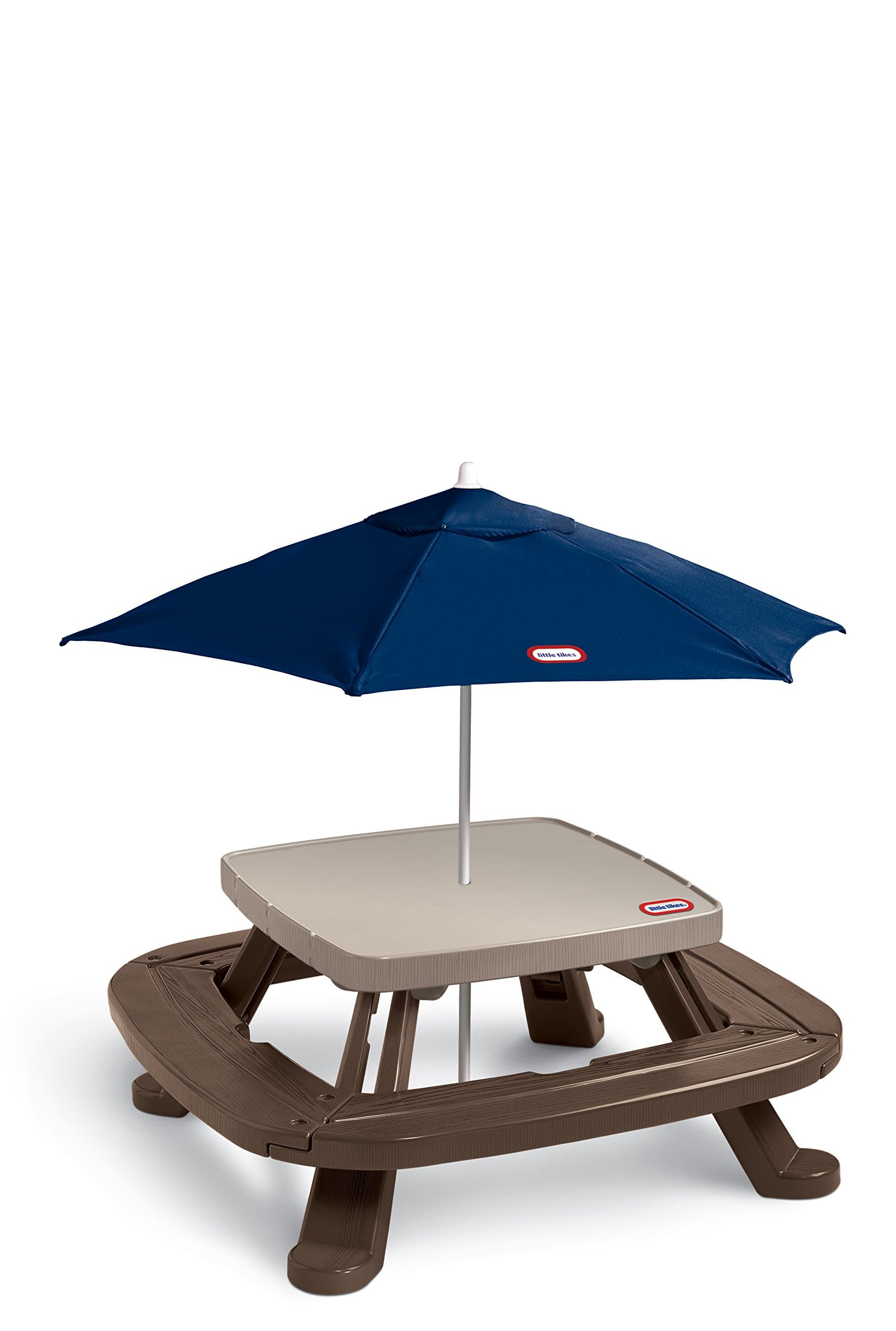 Fold 'n Store Picnic Table with Market Umbrella, Brown (632433M)