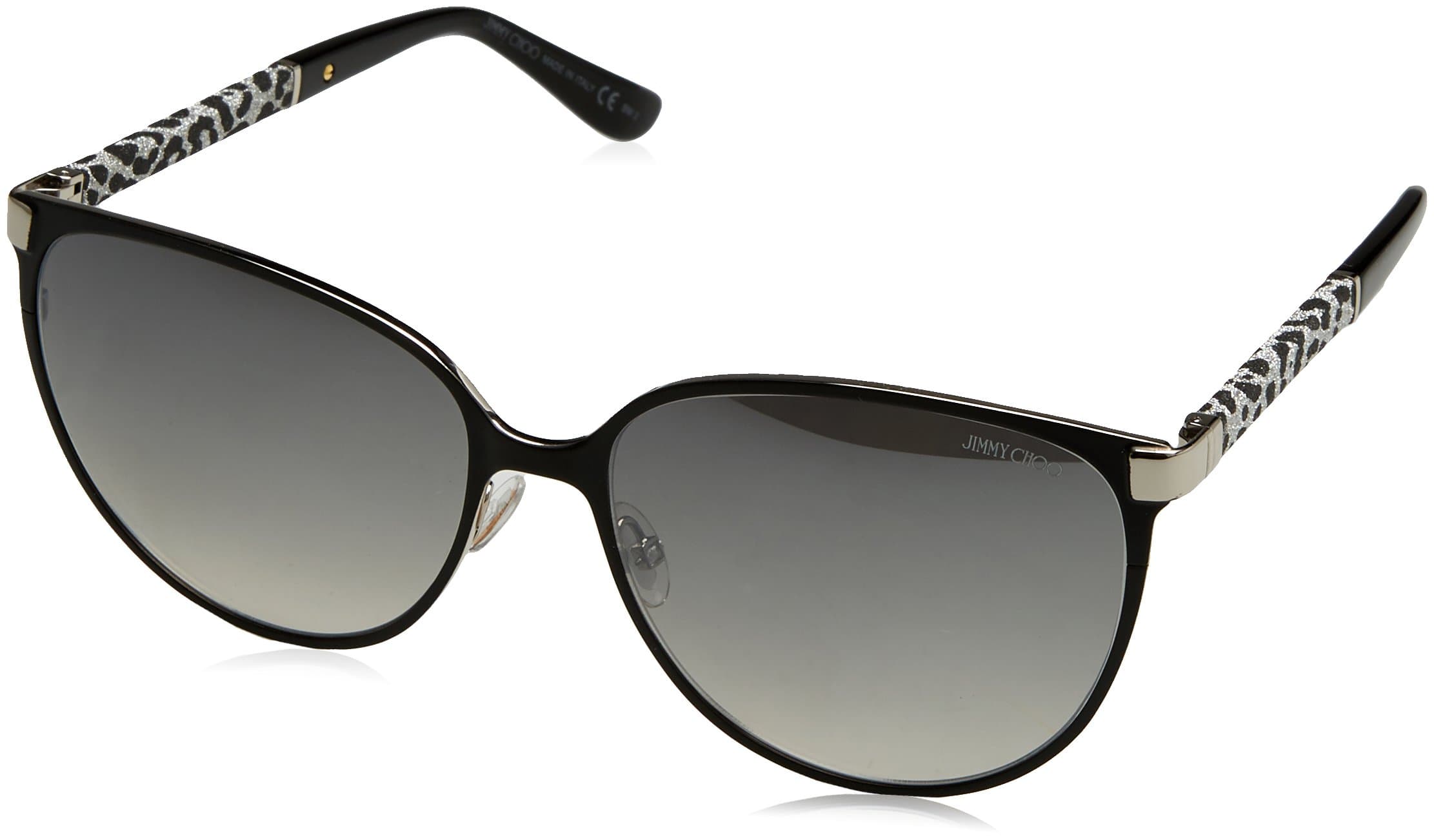 Jimmy Choo Posie/S Sunglasses-0J9B Black (IC Gray Mirror Fade Silver Lens)-60mm