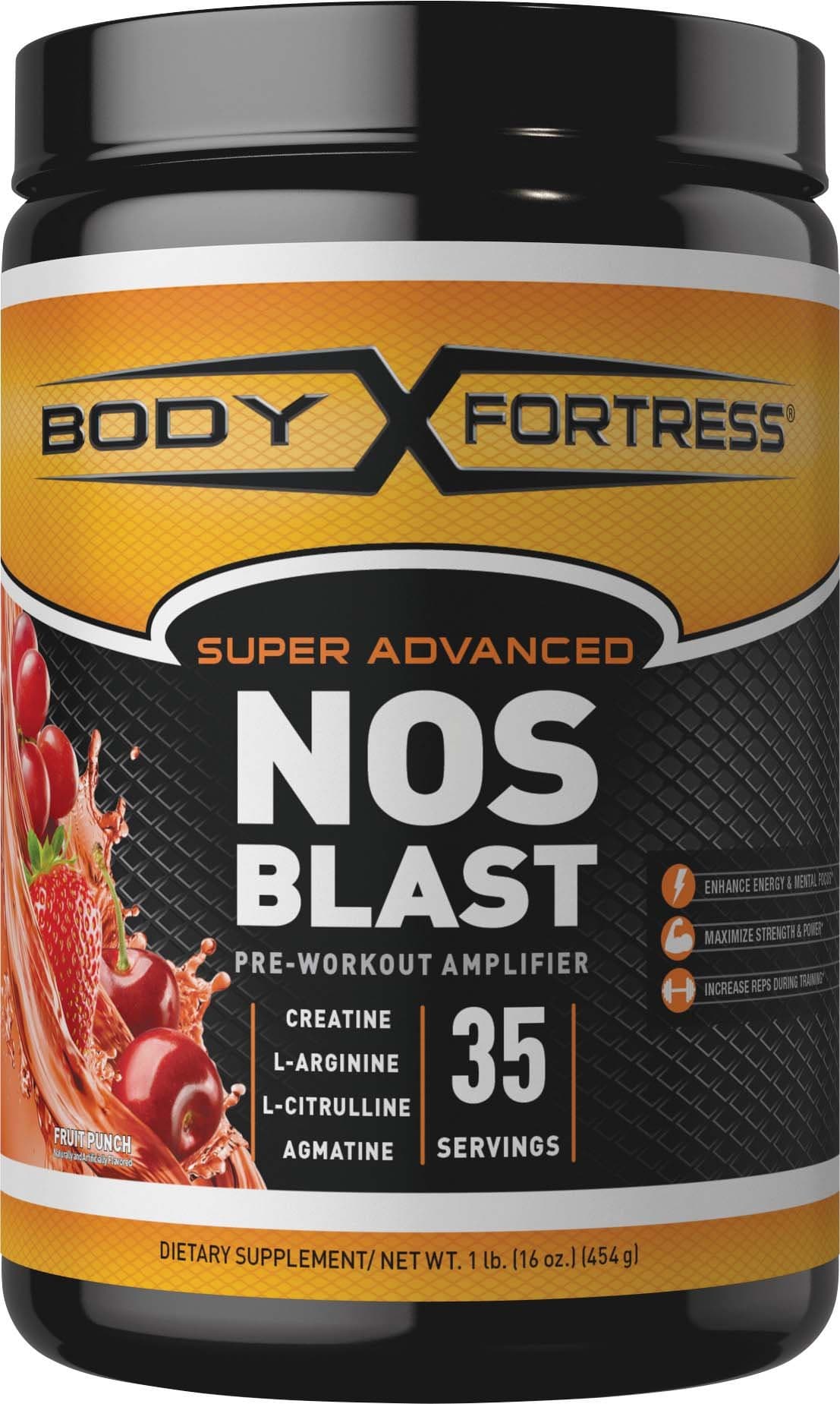Body Fortress Super Advanced NOS Blast, Fruit Punch, 1 Pounds