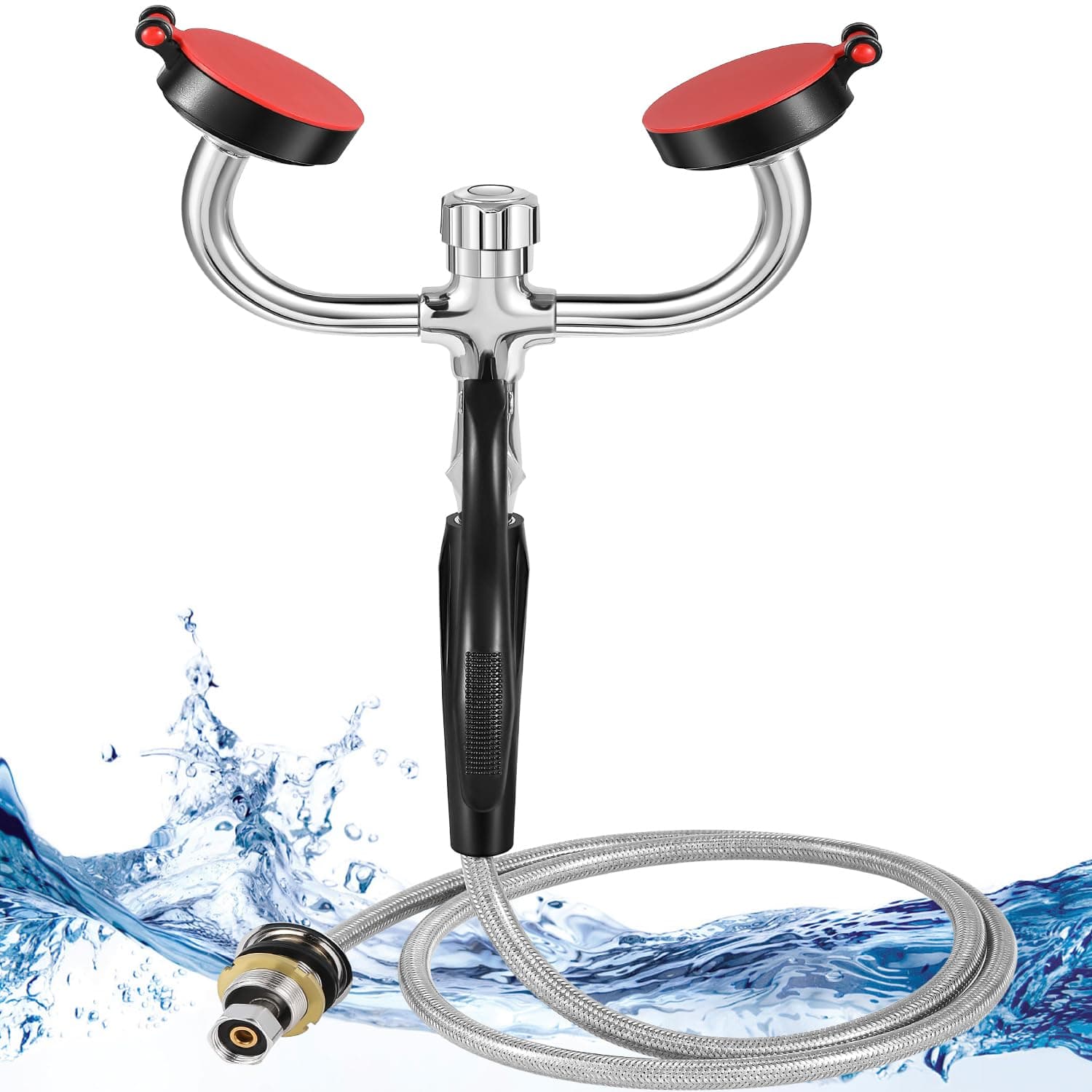 CGOLDENWALL Eyewash Station with 1.4m Drench Hose, Eye Wash Unit for Lab and Industrial Use (Deck Mounted)