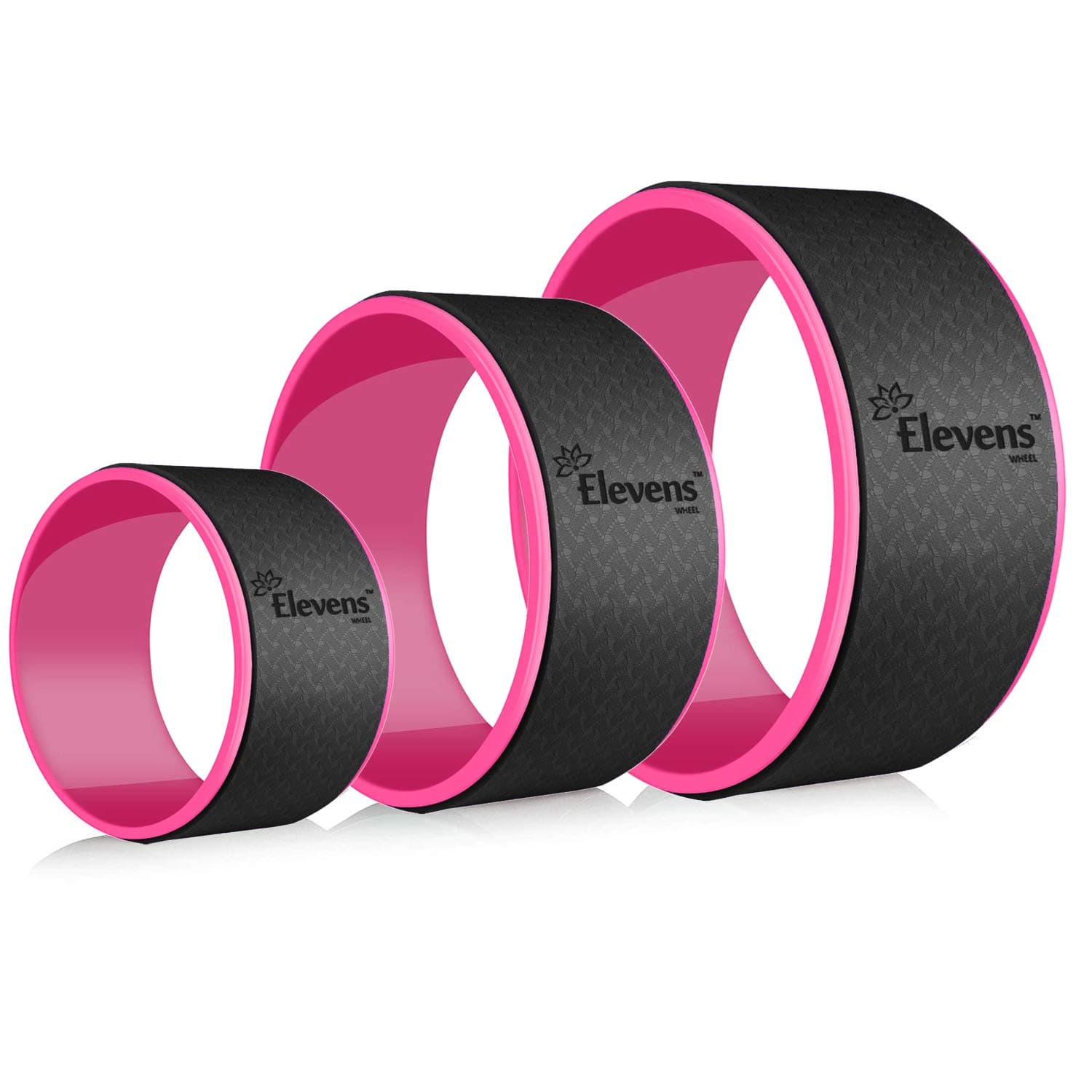 Yoga wheel set of 3, Dharma Yoga Prop Wheel for Back Pain and Stretching (Red & Black)