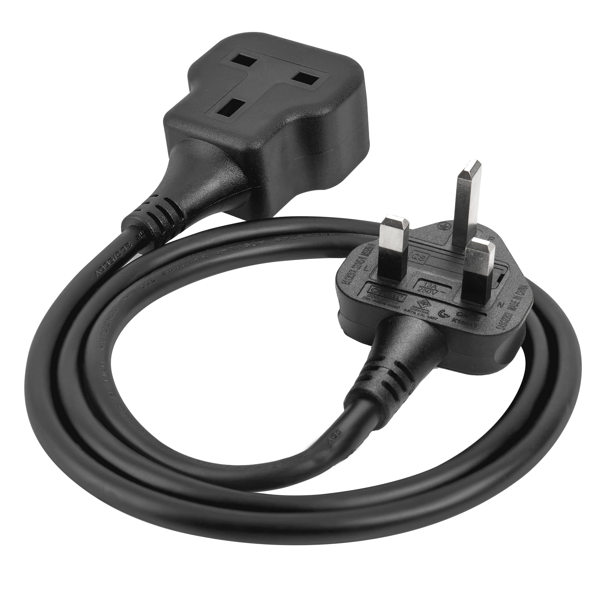 TISDLIP 1 Way Extension Lead 1M Sturdy Single Socket Extension, Travel Use Short Power Cord