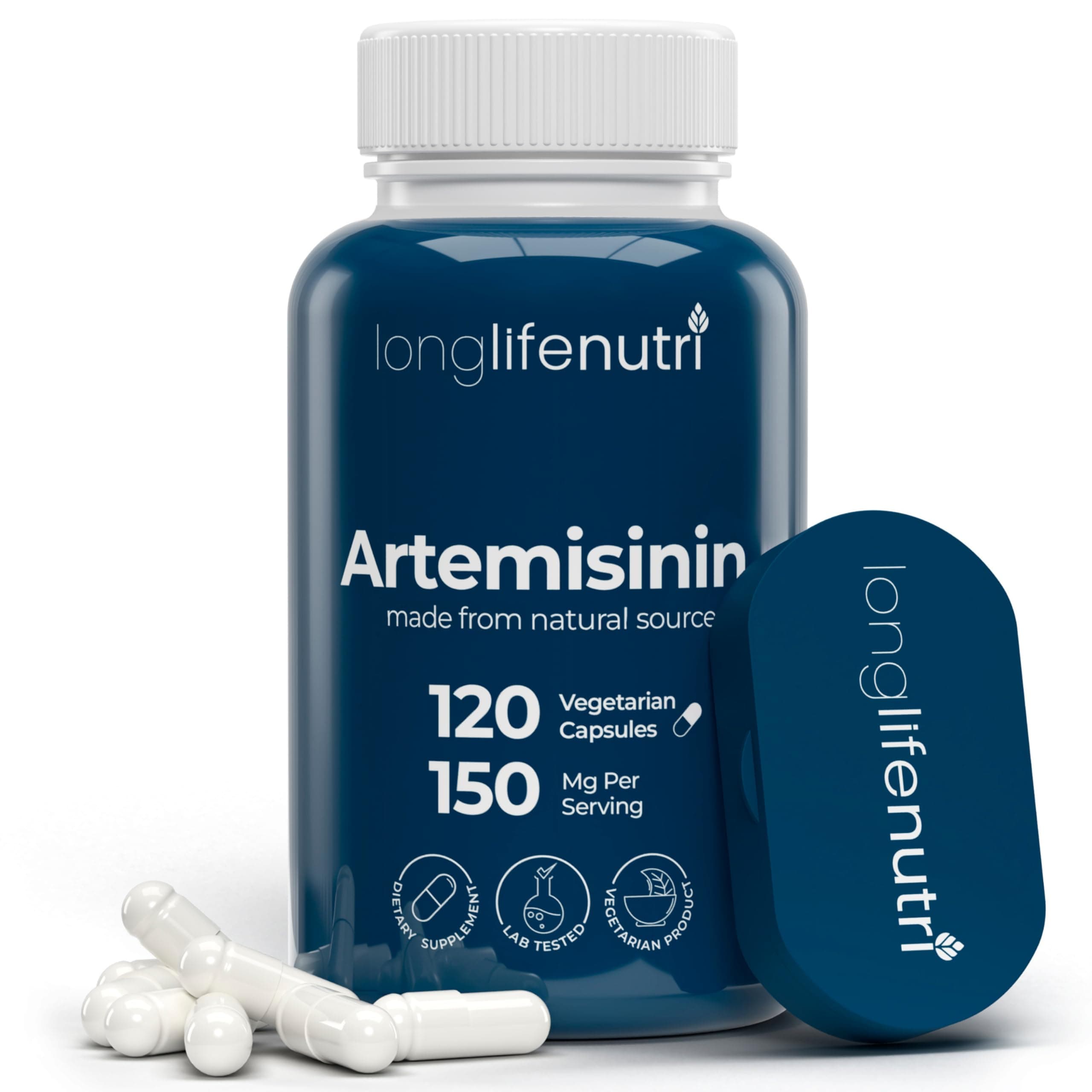LongLifeNutri Artemisinin 150mg - Extracted from Sweet Wormwood, 120 Vegetarian Capsules, Organic Artemisia Annua Supplement for Daily Detox, 4-Months Supply, GMP Certified, Made in USA