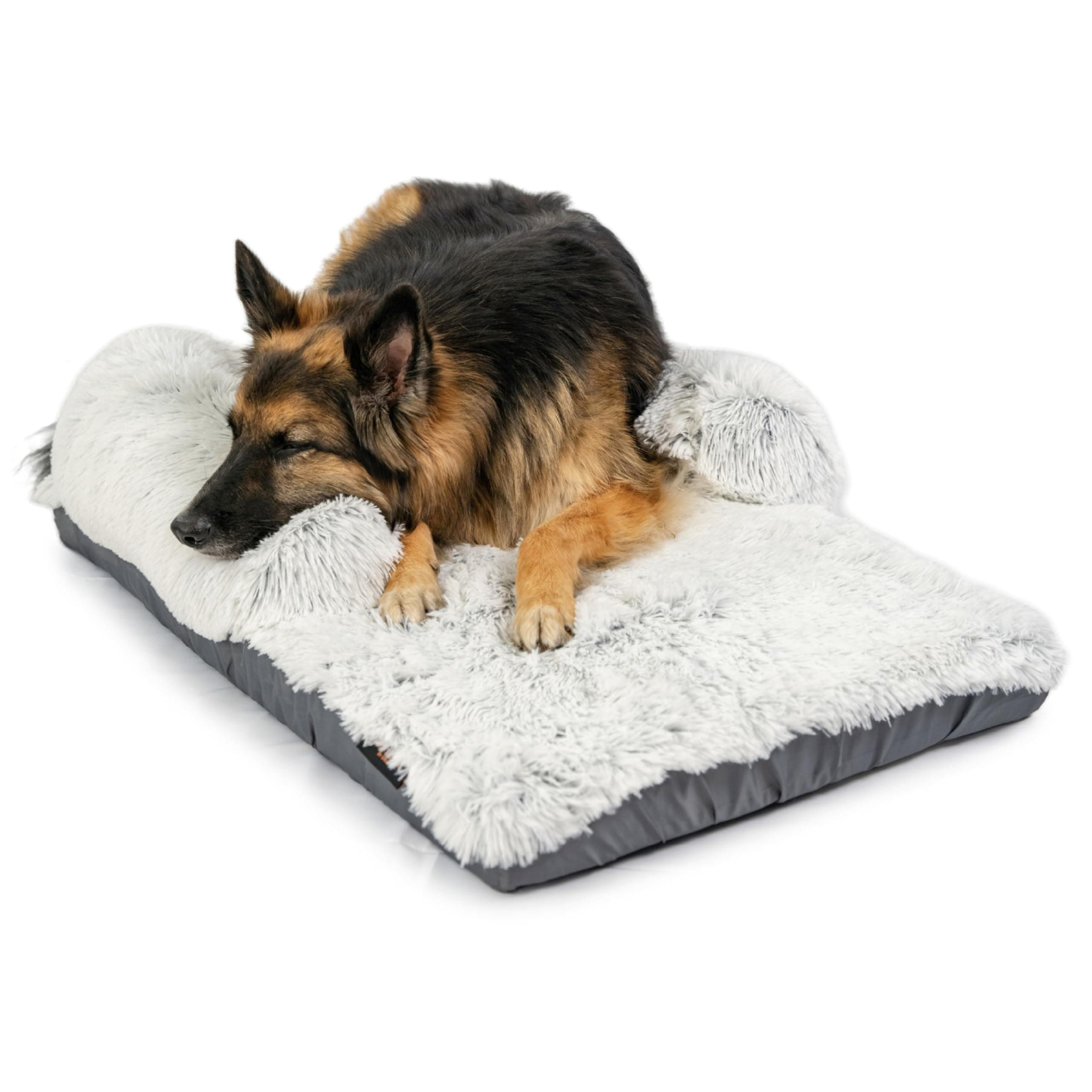 Nap Mat Dog Bed with Bolster - Washable Crate Pad, Removable Cover, Frost, Large, 36x21