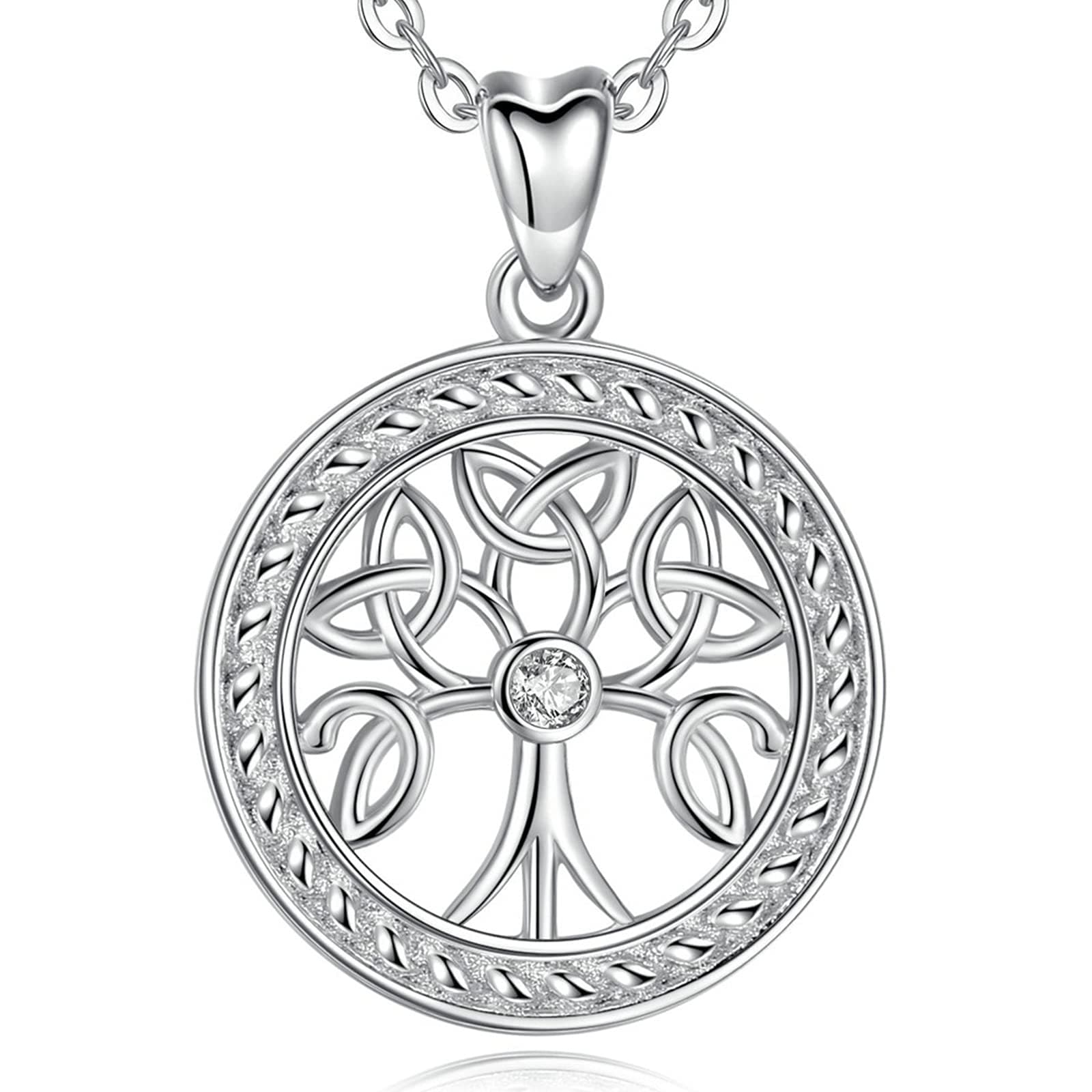 EUDORA Tree of life Necklace,925 Sterling Silver Celtic Knot Life Tree Pendant Fine Jewellery for Women Girls with 18inch Chain, Christmas Birthday Love Gift