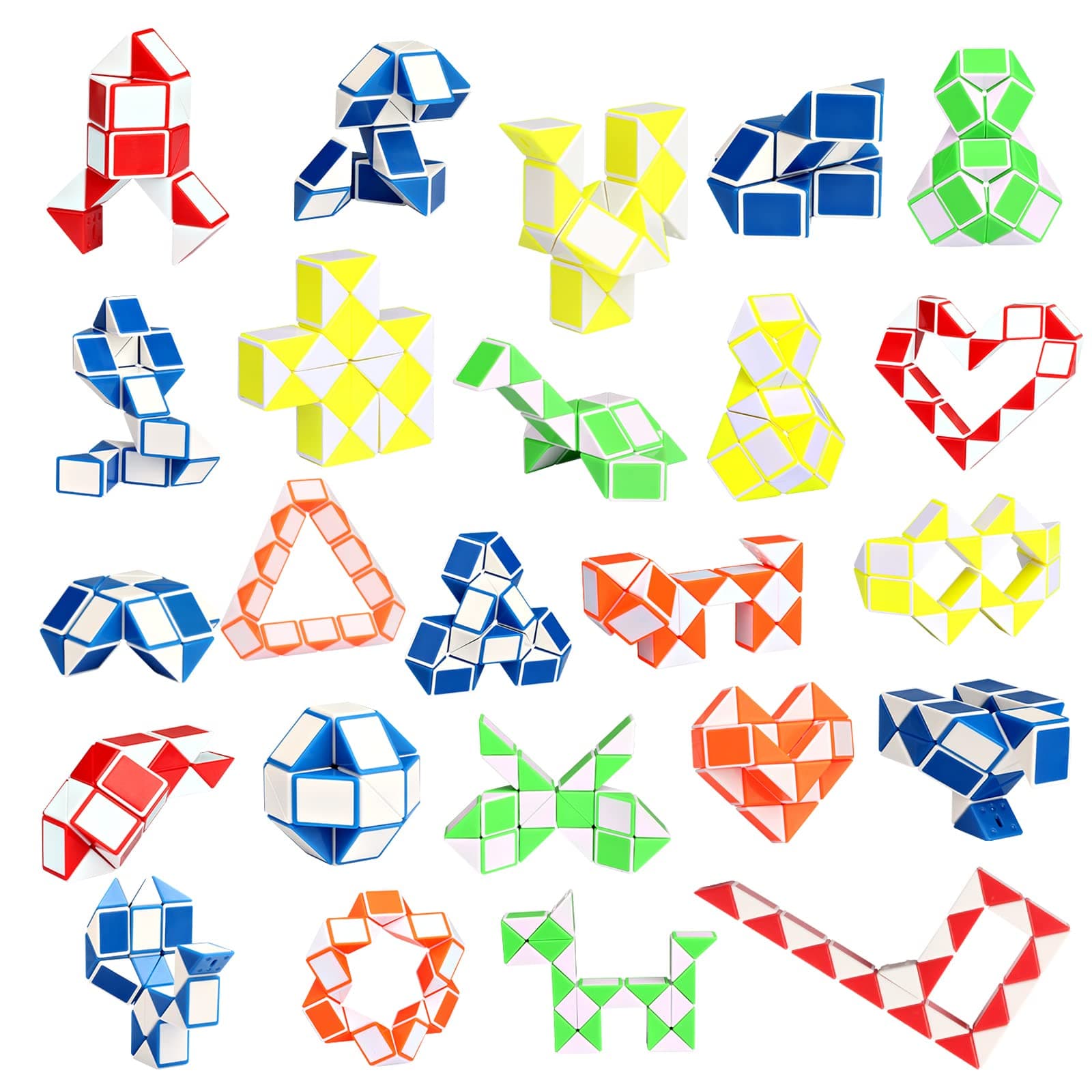 Ganowo 24 Pack Fidget Snake Cube, Mini Twist Puzzle Party Bag Fillers Bulk Toys for Kids Teens Birthday Stocking Stuffers Party Favors Supplies Goodie Bags Fillers, Random Colors