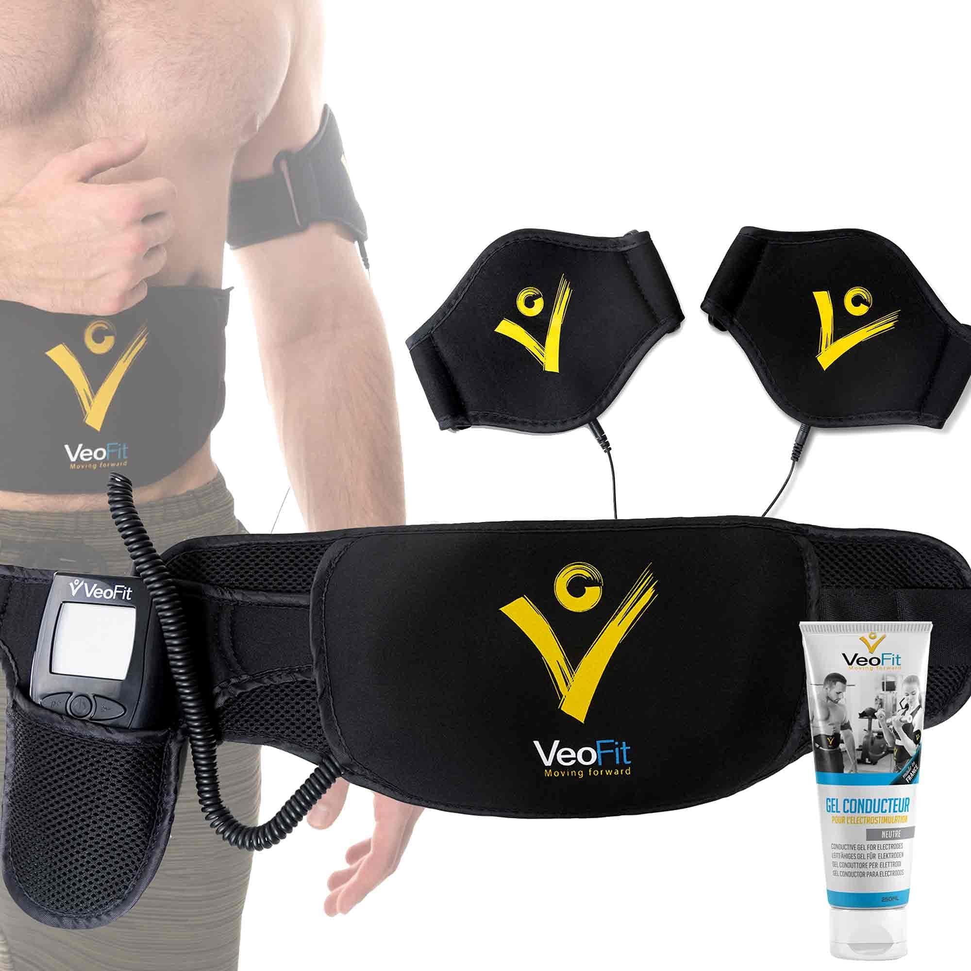 Ab Toning Belt EMS Electrical Muscle Stimulator Trainer: slims, tones and strengthens Abs, Arms, Thighs and Glutes muscles, Men & Women, Fitness Guide and Bag included