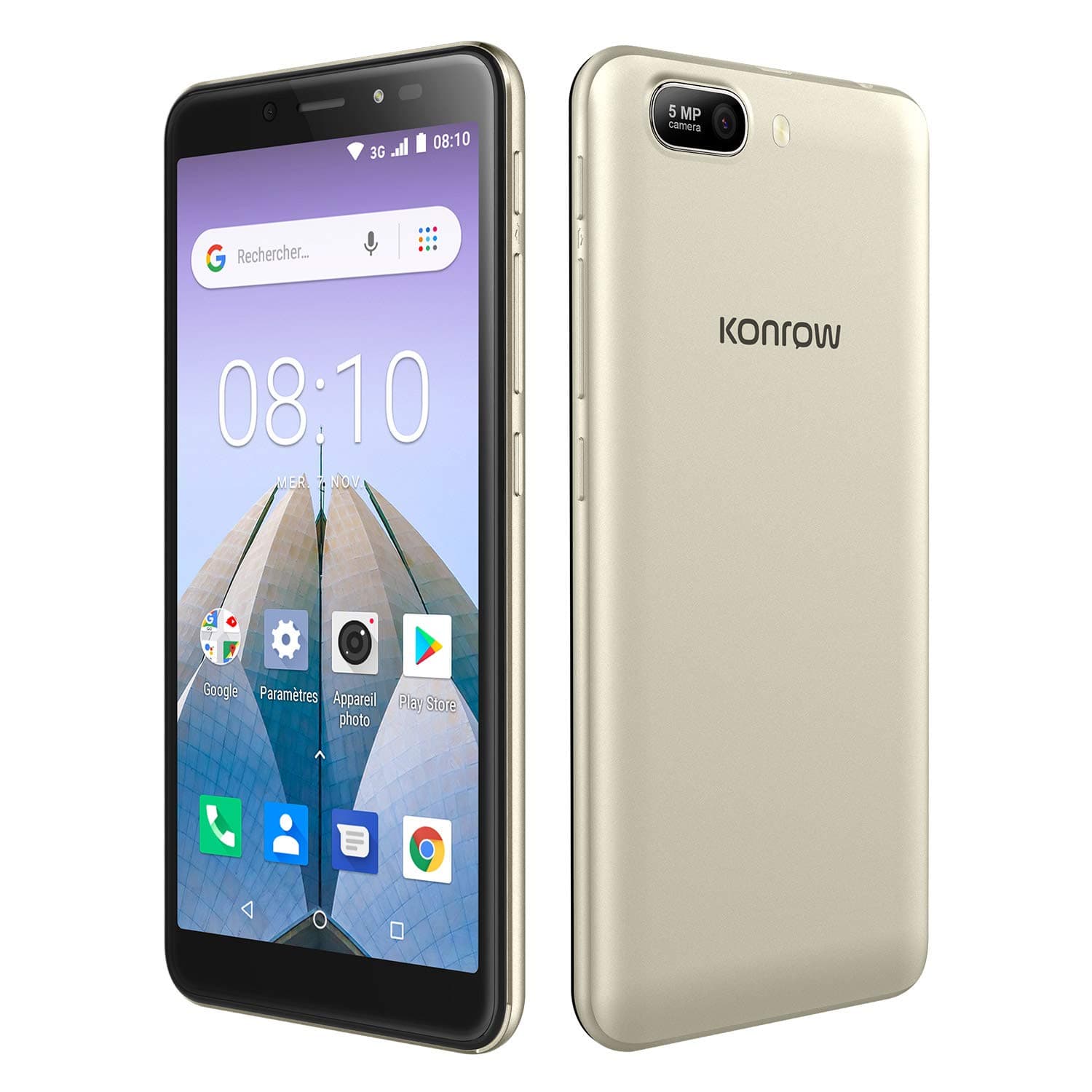 Konrow City 55 Unlocked Smartphone (5.5 inches, 8 GB, 1 GB RAM, Double Sim, Android 8.1) Gold