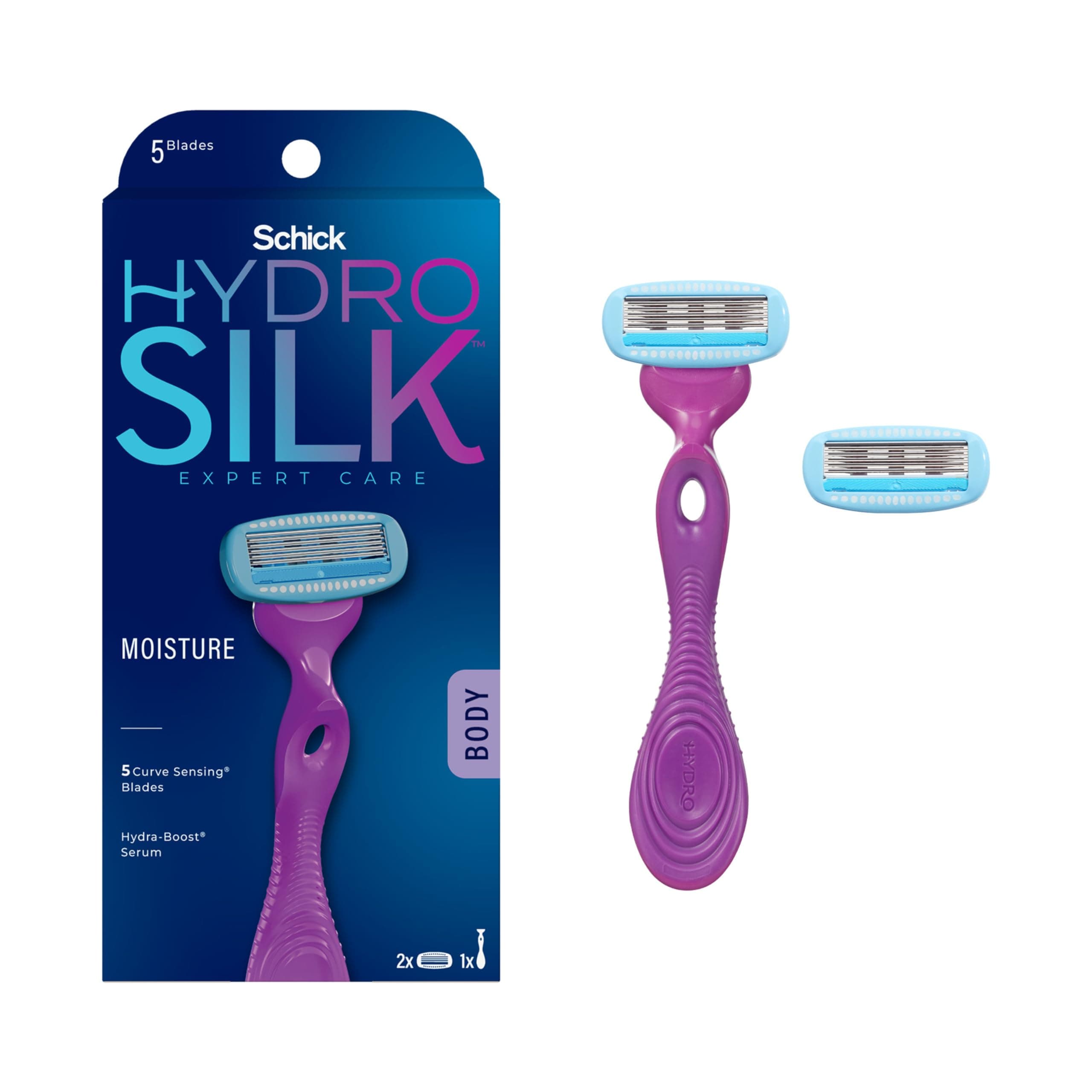 Hydro Silk Razor for Women with 2 Moisturizing Razor Blade Refills