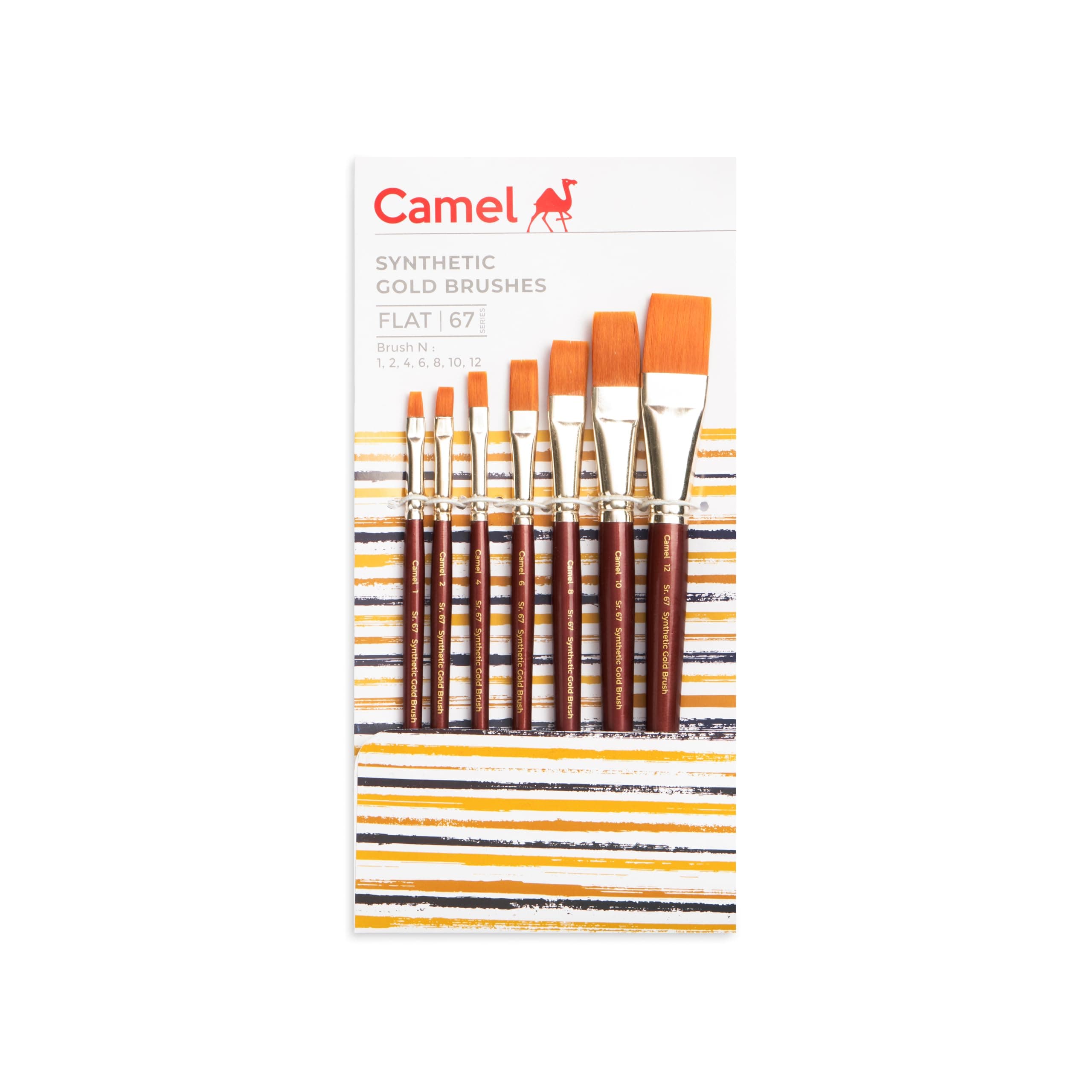 Camel Paint Brush Series 67 - Flat Synthetic Gold, Set of 7