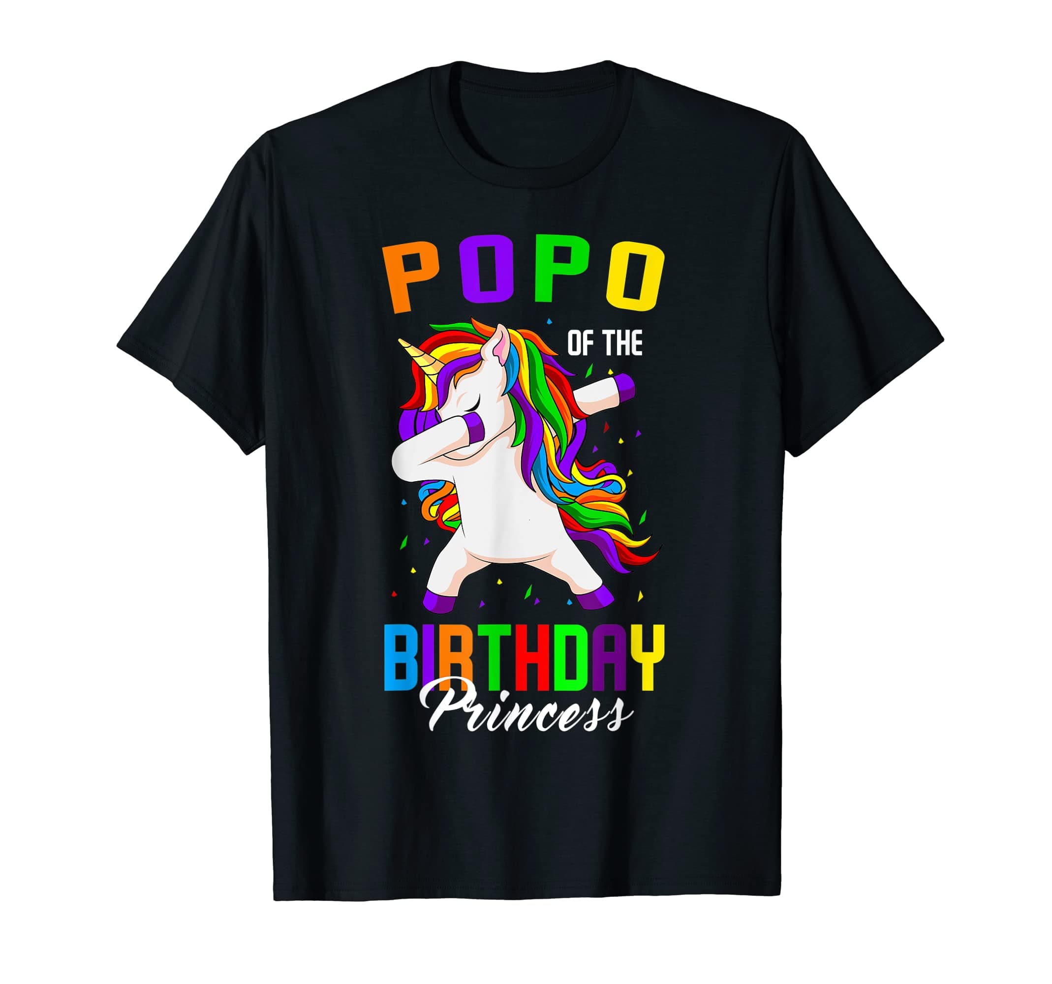 Popo of the Birthday Princess Unicorn Dabbing Bday Party T-Shirt