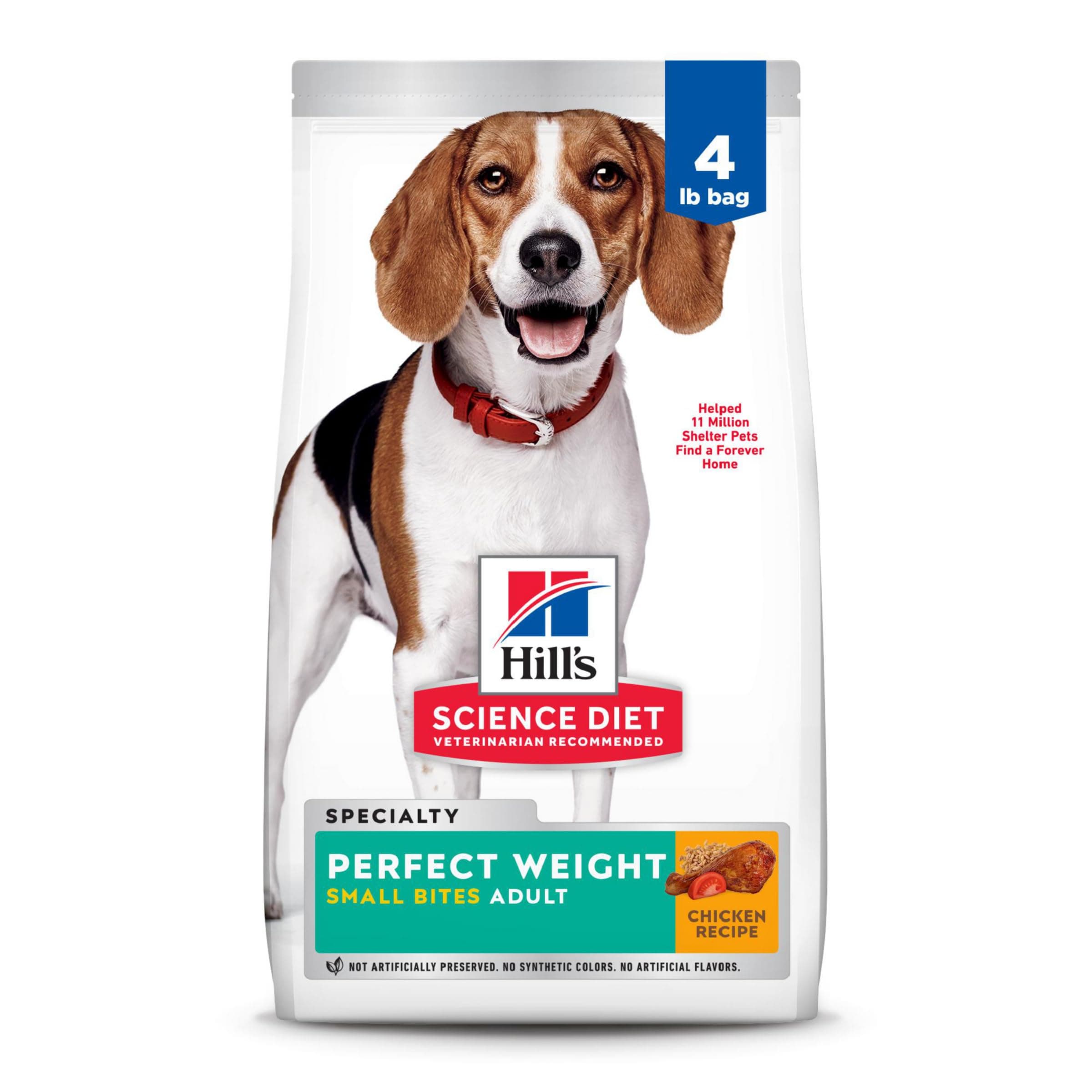 Hill's Science Diet Adult Perfect Weight Small Bites Dry Dog Food, Chicken, 4 lb. Bag