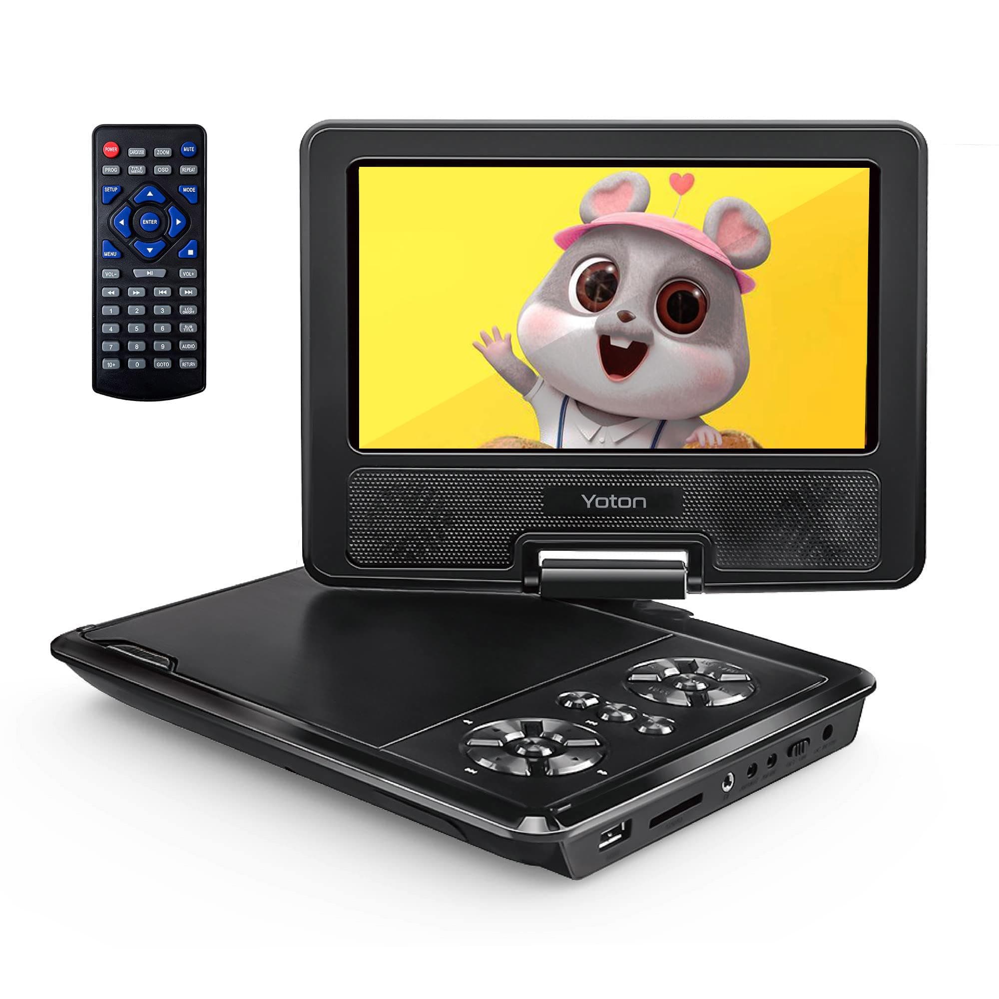 9.5" Portable DVD Player with 7.5" HD Swivel Screen, Easy Setup for Kids and Elderly, 6 Hours Working time, Supports All-Region, Headphone/AV-IN/AV-OUT/USB/SD Card [Not Support Blu-ray]