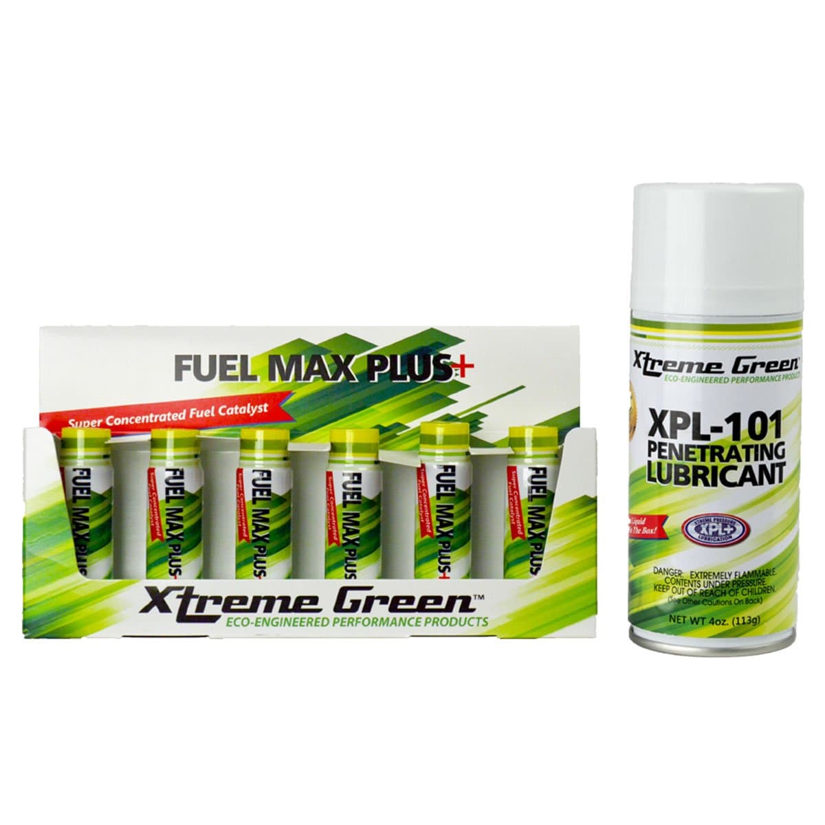 Xtreme Green Fuel Max Plus+ for Gas & Diesel Reduces Harmful Emissions & Improve Fuel Economy (6 x 20ml bottle) AND Multi-Use Anti-Seize Lubricant XPL-101 Penetrating Lubricant 4oz Value Combo