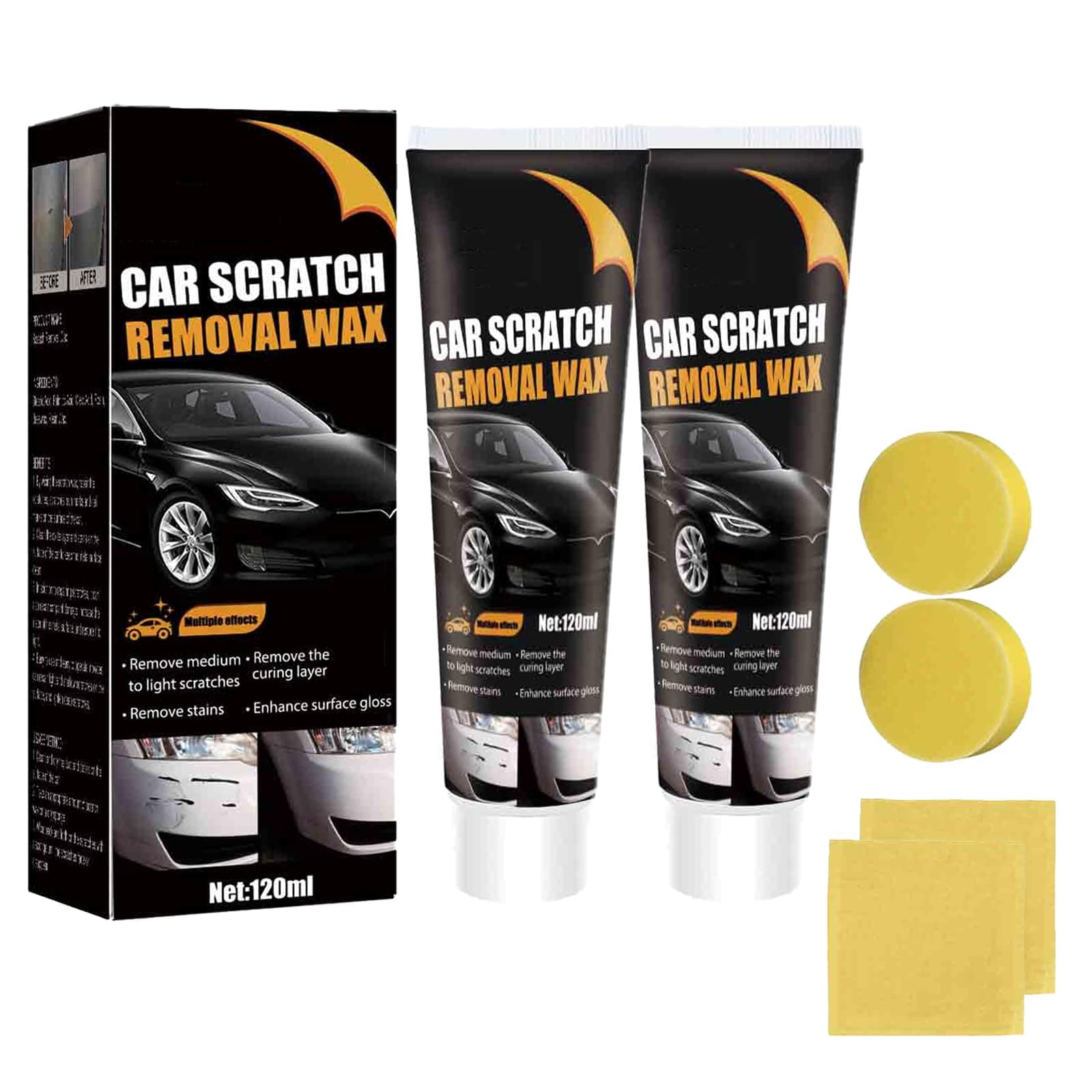2 PCS Car Scratch Repair Paste, Car Scratch Remover, Car Scratch Removal Wax Cleaning Kit, Car Paint Scratch Repair Paste, Professional Car Scratch Removal System for Various Surfaces