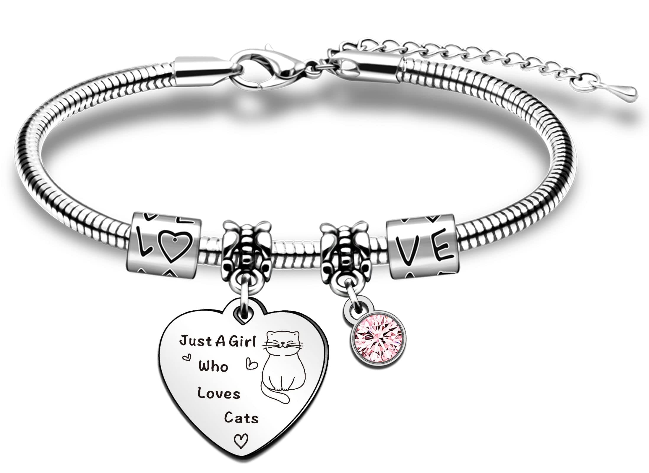 Funny Cat Bracelets Gifts Animal Lover Gift Just A Girl Who Loves Cats Cat Lover Gift For Women Girls, Who Loves Cats Bracelets