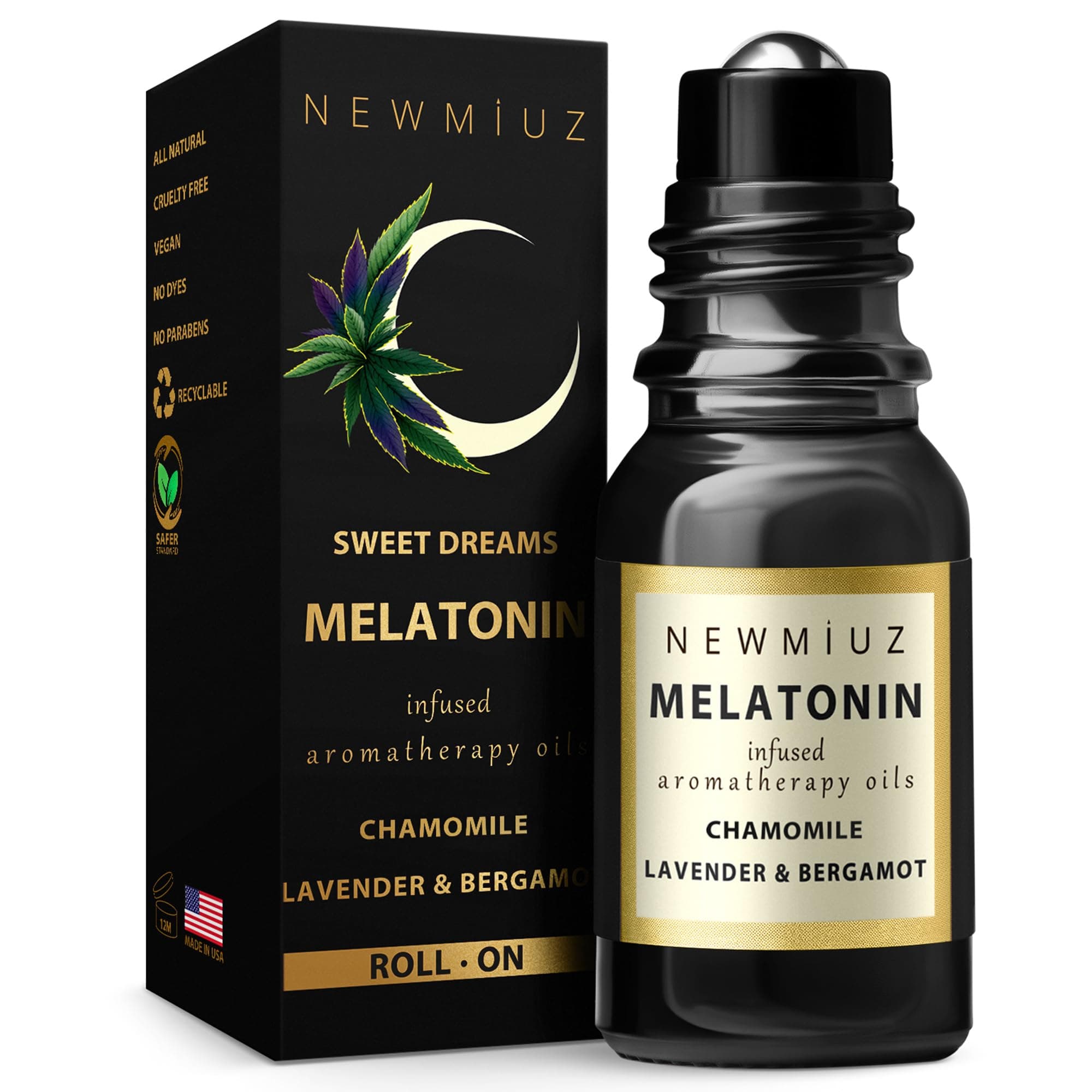 Melatonin Sleep Essential Oil Roll On Anti Anxiety Calming Aromatherapy Stick Blend Lavender Oil Bergamot Frankincense Destress Relaxation Stress Gifts for Women Perfect Stocking Stuffers NEW MIUZ USA