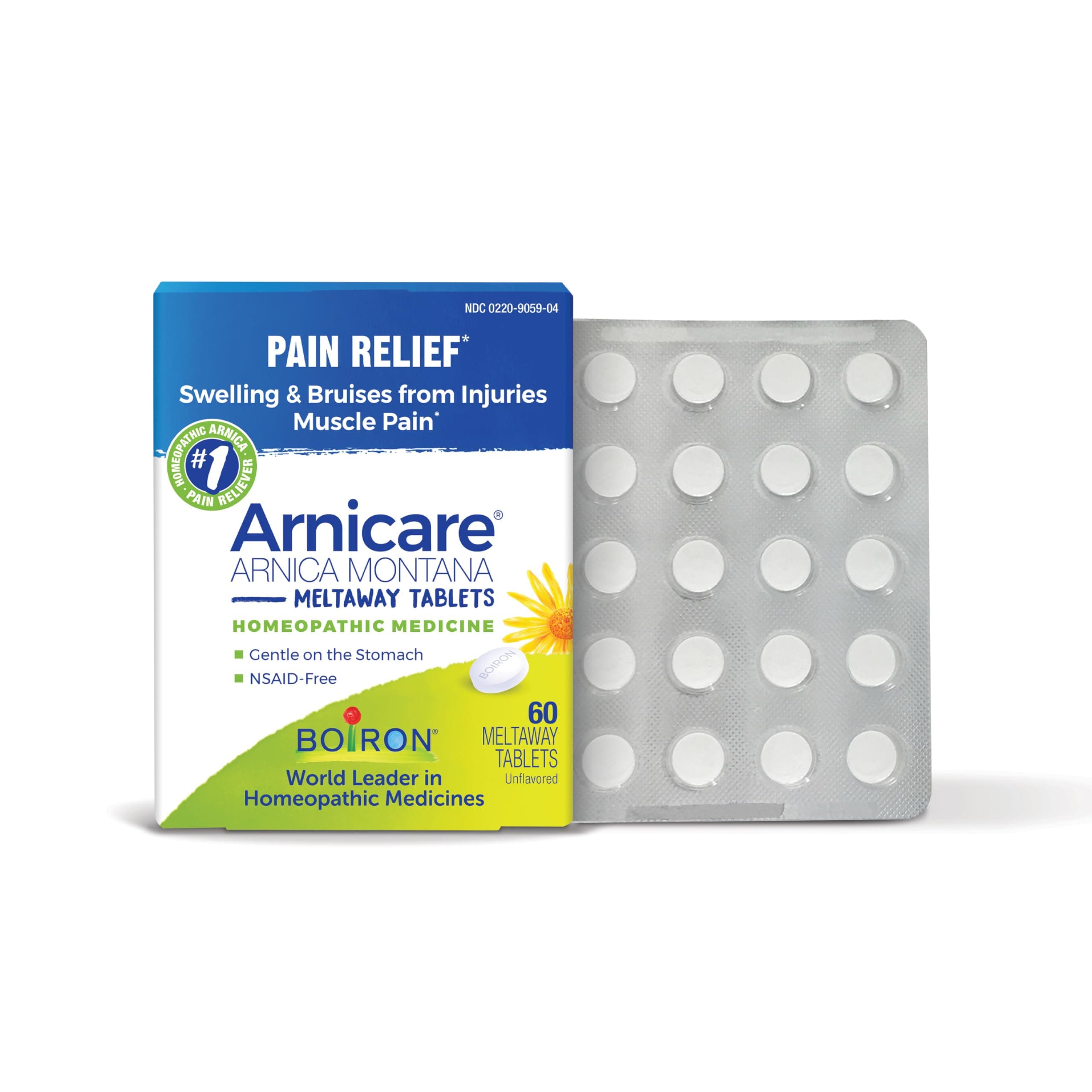 Arnicare Tablets for Pain Relief from Muscle Pain, Joint Soreness, Swelling from Injury or Bruises - 60 Count