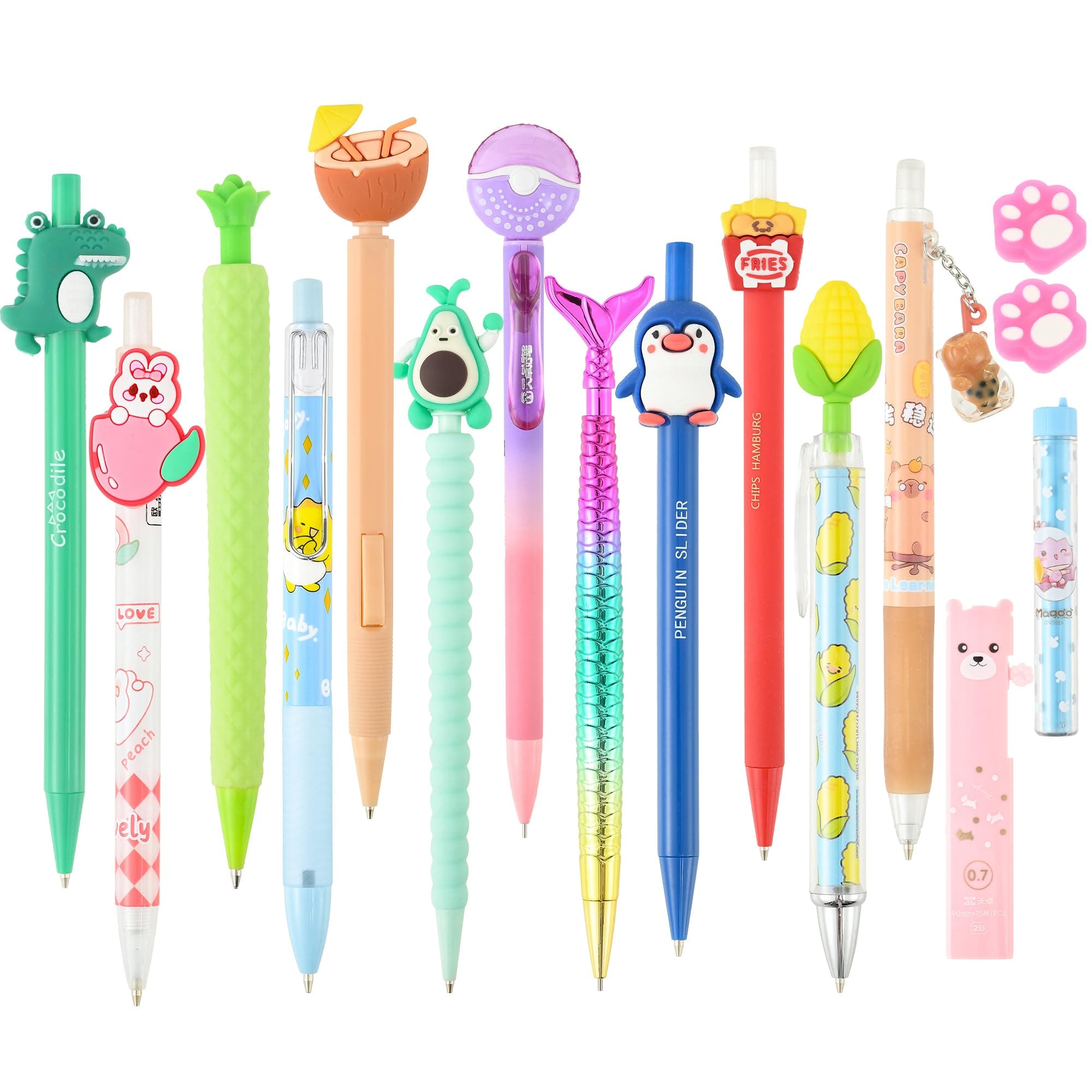 Jollin 12 Cute Korean Kawaii Mechanical Pencils With Erasers And Leading Refills Style Mixed