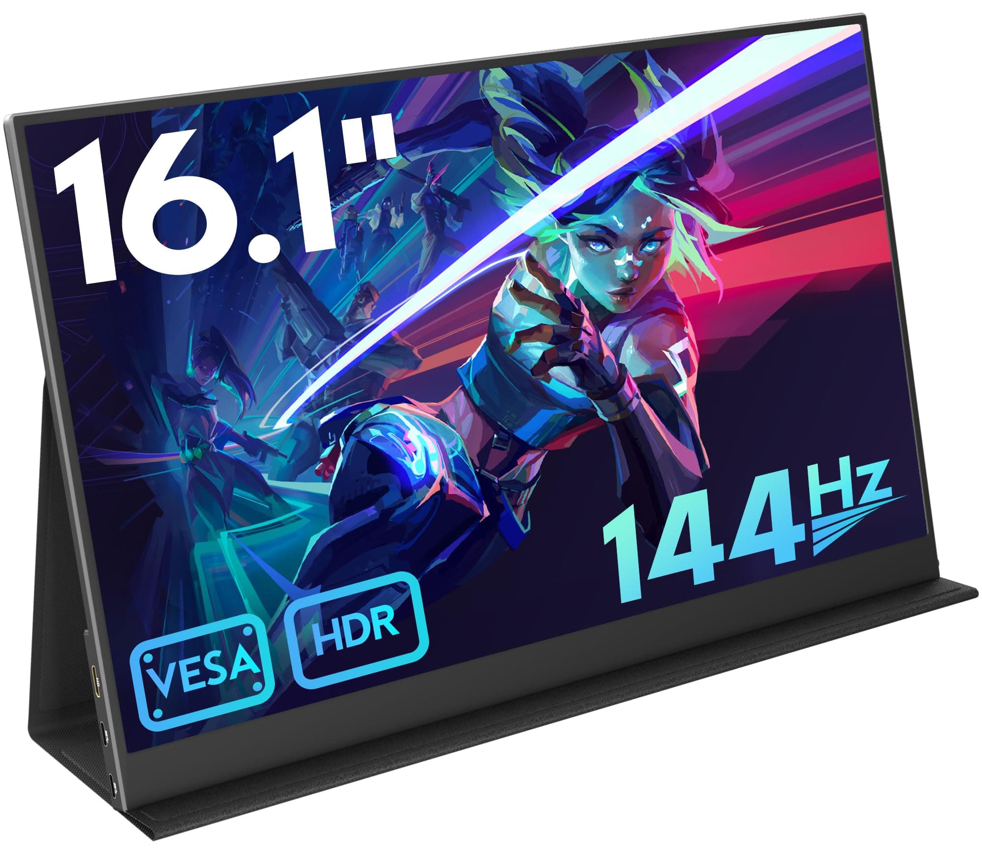 HONGO 16.1'' 144Hz Portable Gaming Monitor for Laptop, 1080P FHD IPS Screen with HDR, 1200:1 FreeSync, Ultra Slim & Eye Care,Travel Monitor External Screen for Laptop, PC, PS5, Mac, Xbox
