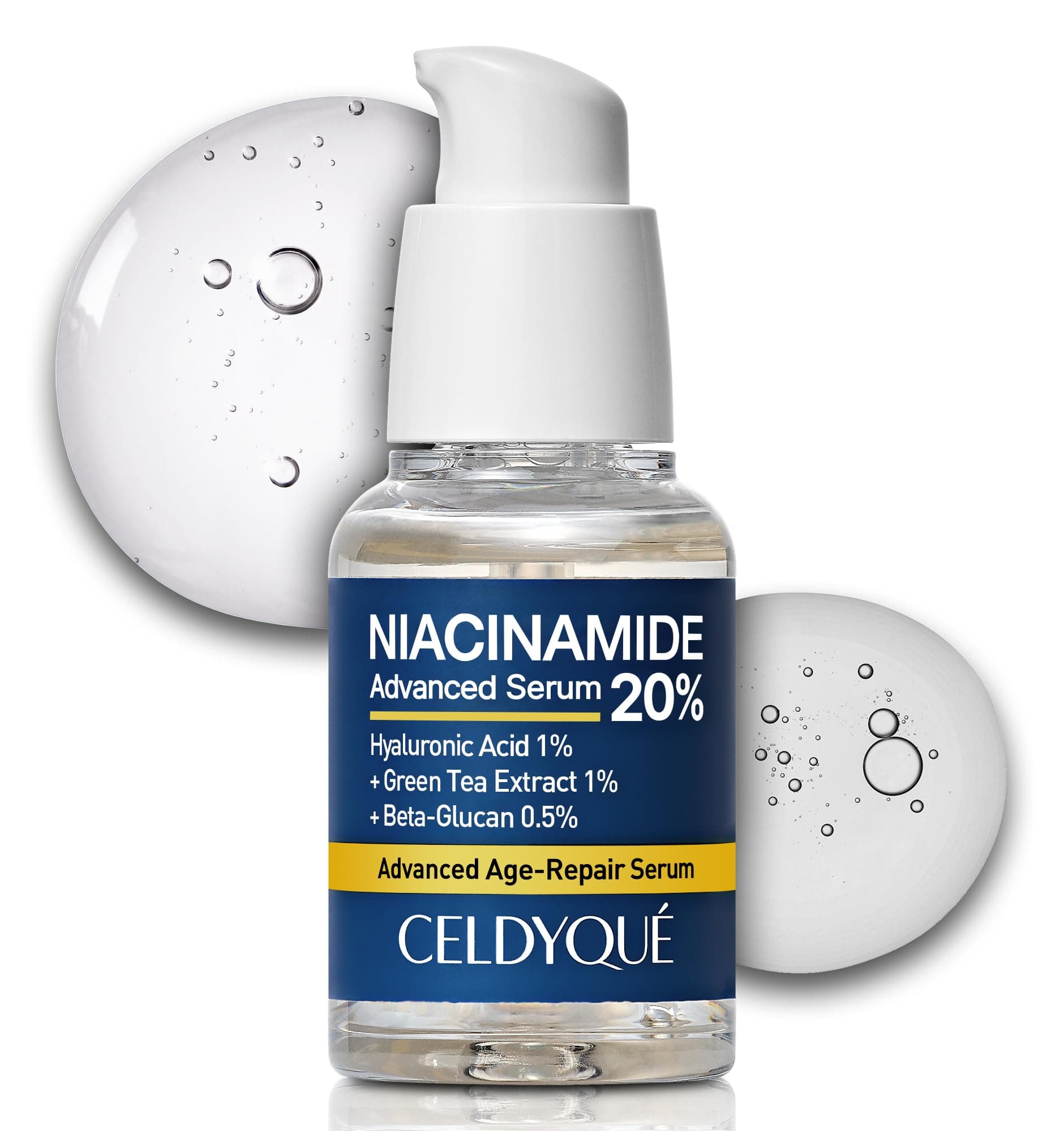 Niacinamide 20% + Hyaluronic Acid 1% Serum for Face w/Green Tea Extract - Pore Minimizer, Even Skin Tone, Fine Line Vitamin B3 Beta-Glucan Korean Skincare