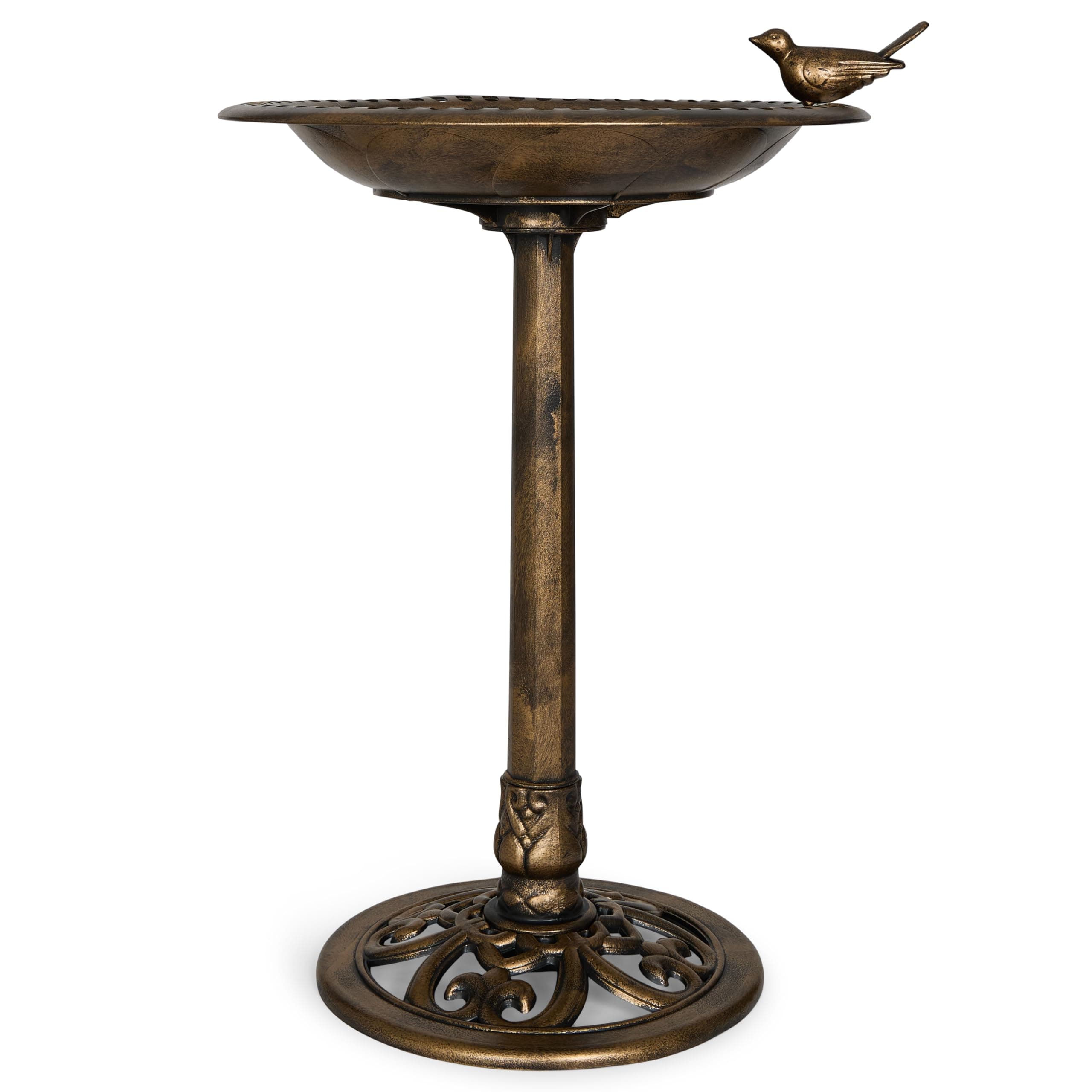 Outdoor Garden Bird Bath - Bronze - Weather Resistant Polyresin - 30 Inch - Backyard Expressions