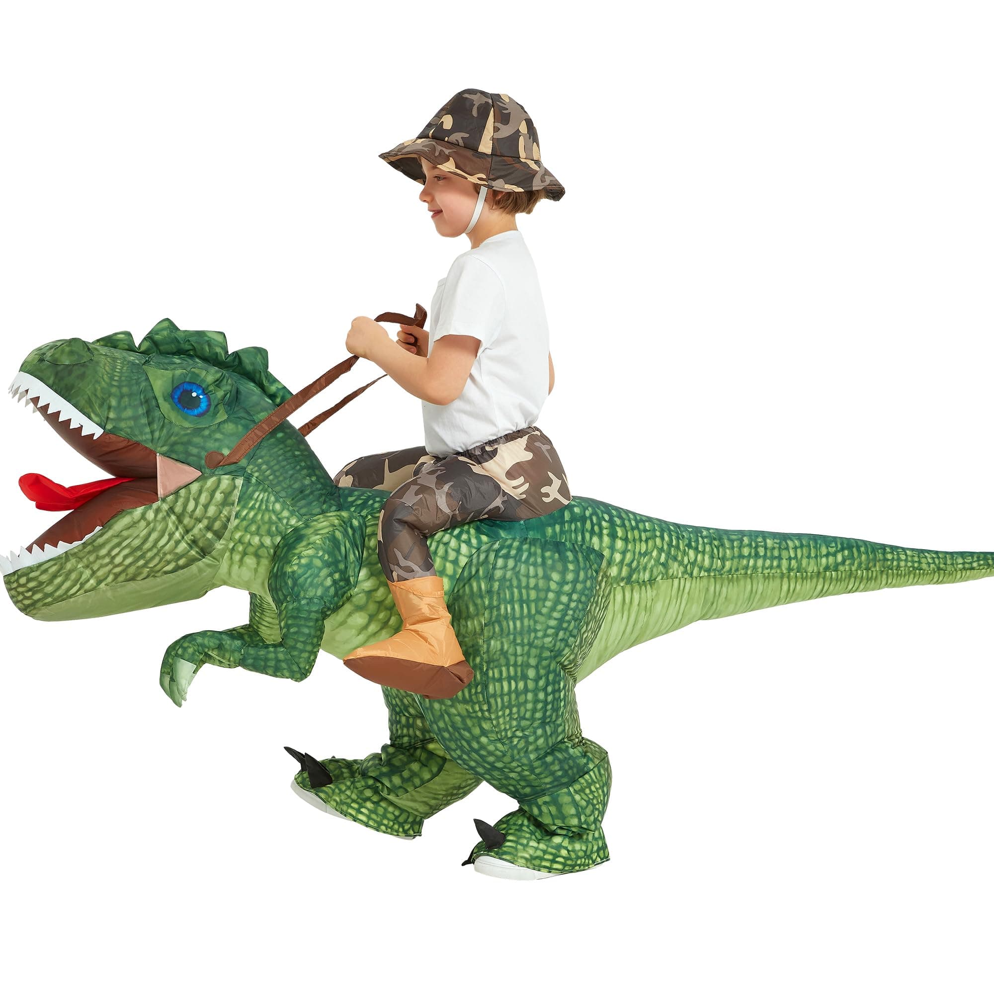 Inflatable Costume Dinosaur Riding T Rex Air Blow up Funny Party Halloween Costume for Kids