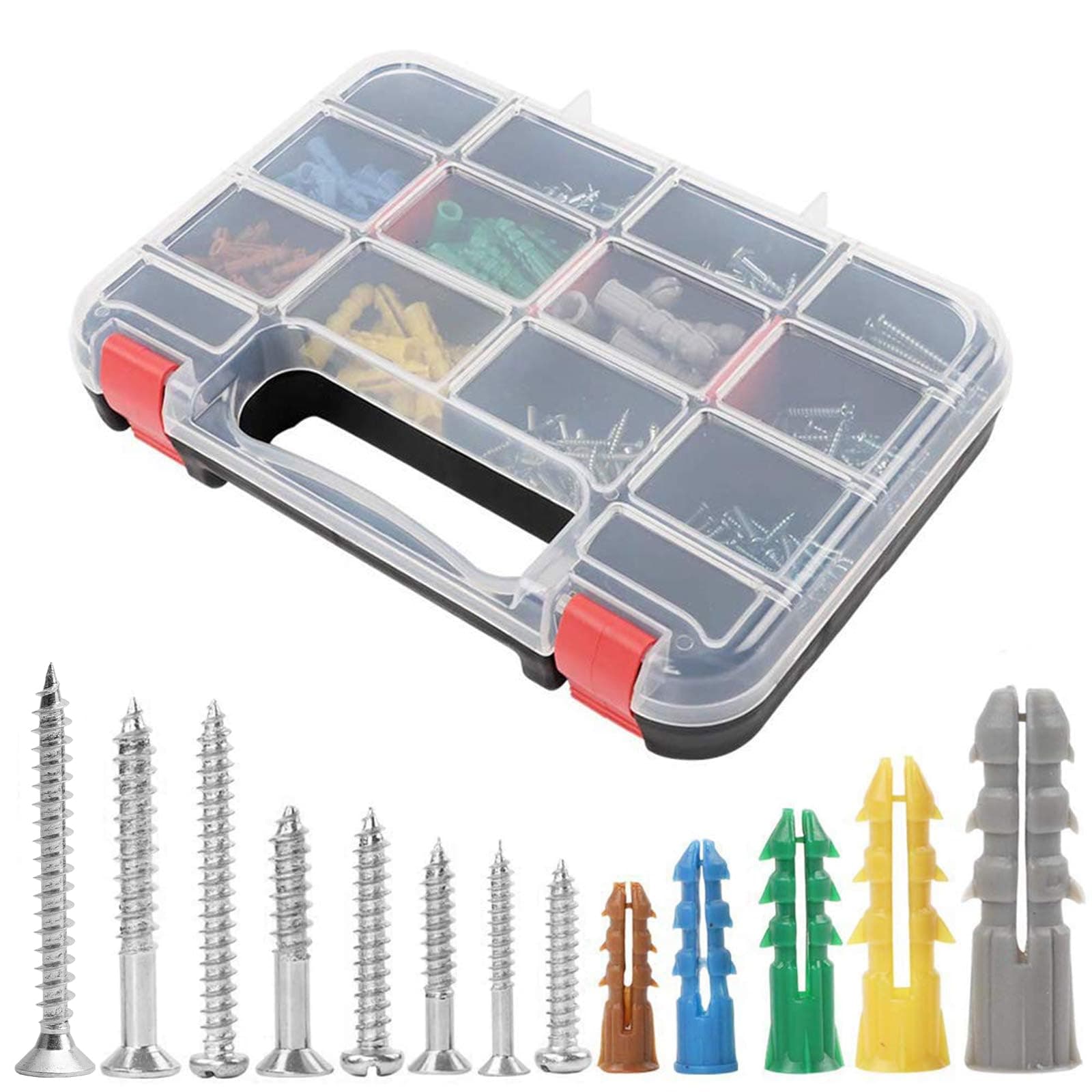 370pcs Drywall Anchors and Screws Assortment Kit, 5 Sizes Wall Anchors and Flat Head Screws, Picture Hanging Set for Wall Art New Home Decor