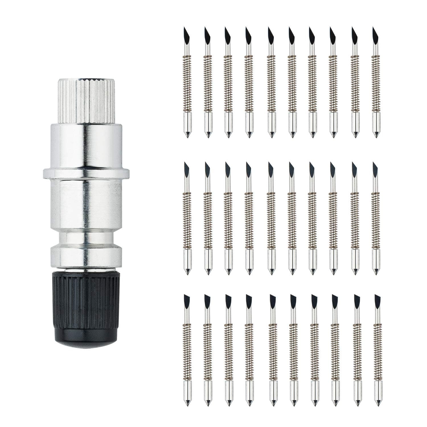 THANMAO CB09 CB09U Graphtec Cutting Blade Holder with 30pcs（30/45/ 60 Degree ） Vinyl Cutter Plotter Cutting Blades ，Base for Graphtec Cutting Plotter Vinyl Cutter Cameo