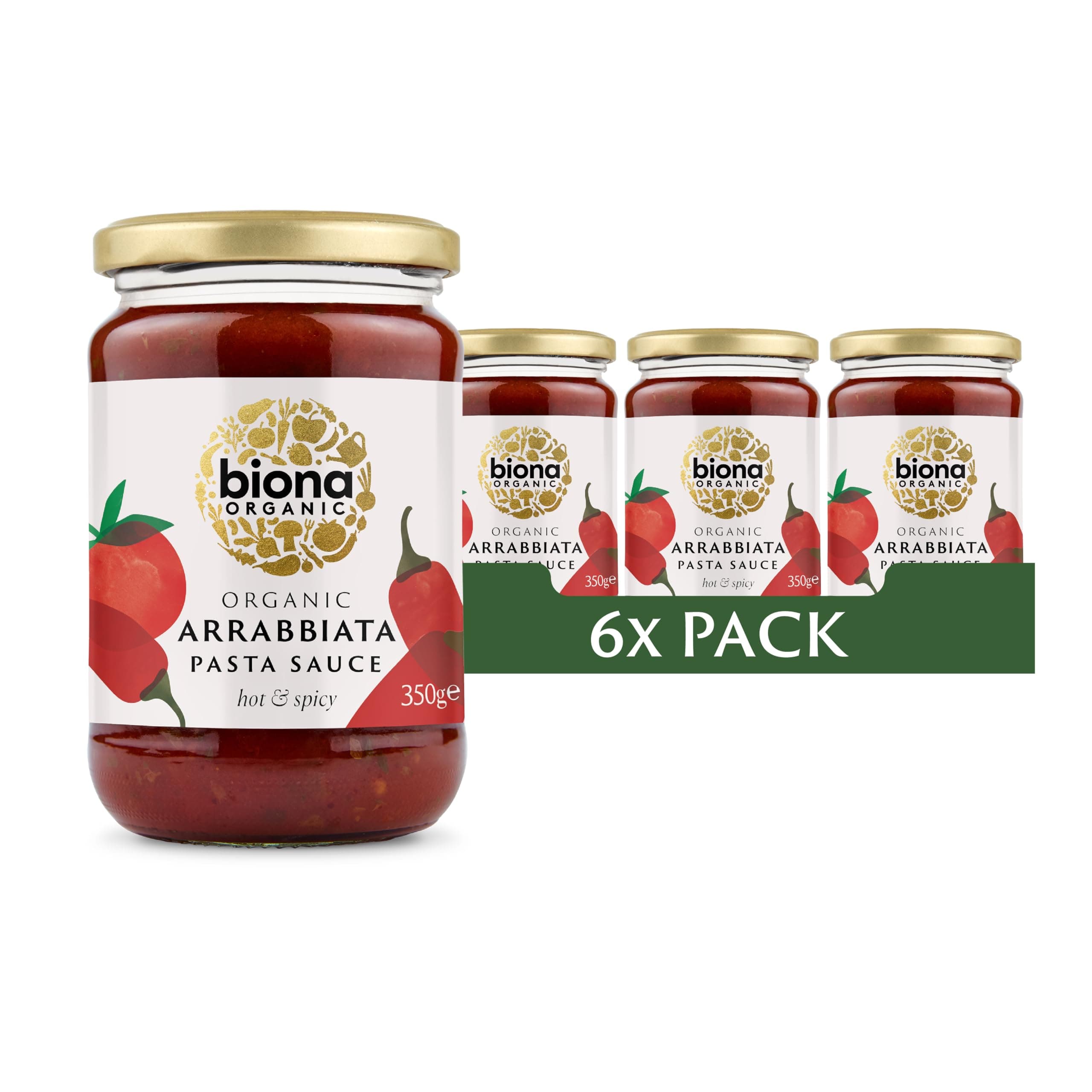 Organic Arrabbiata Hot and Spicy Pasta Sauce 350g (Pack of 6)