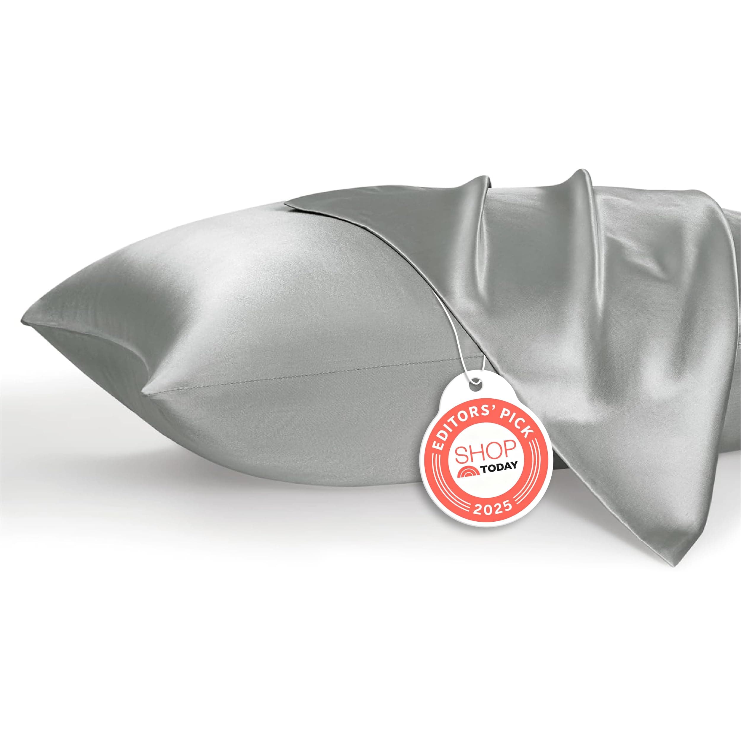 King Size Satin Pillowcase Set of 2 - Silver Grey Pillow Covers for Hair and Skin with Envelope Closure, Similar to Silk Pillow Cases, Gifts for Women Men, 20x36 Inches, 2pcs