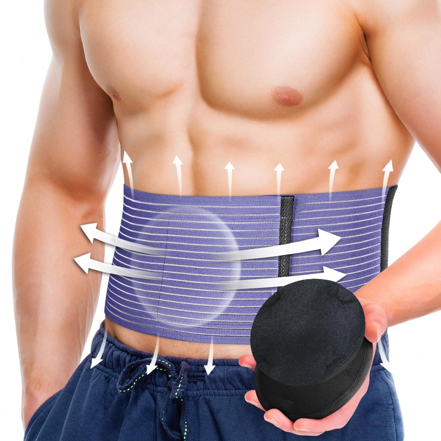 BLITZU Umbilical Hernia Belt for Men & Women, Abdominal Binder Adjustable Truss Support with 2 Compression Pads for Naval, Ventral, Incisional, Epigastric, Belly Button Hernias, Pre Post Surgery XXL