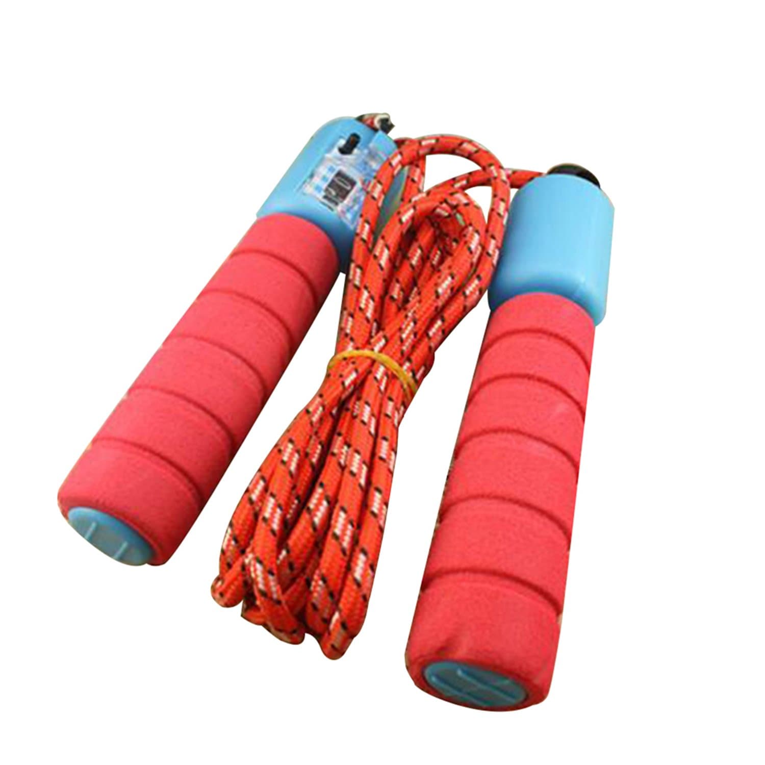 PVC Rope Skipping, Mechanical Counting, The Rope is About 250cm Long Sponge Handle is About 17cm Long, Red, Blue, Orange, Green, Color in Random