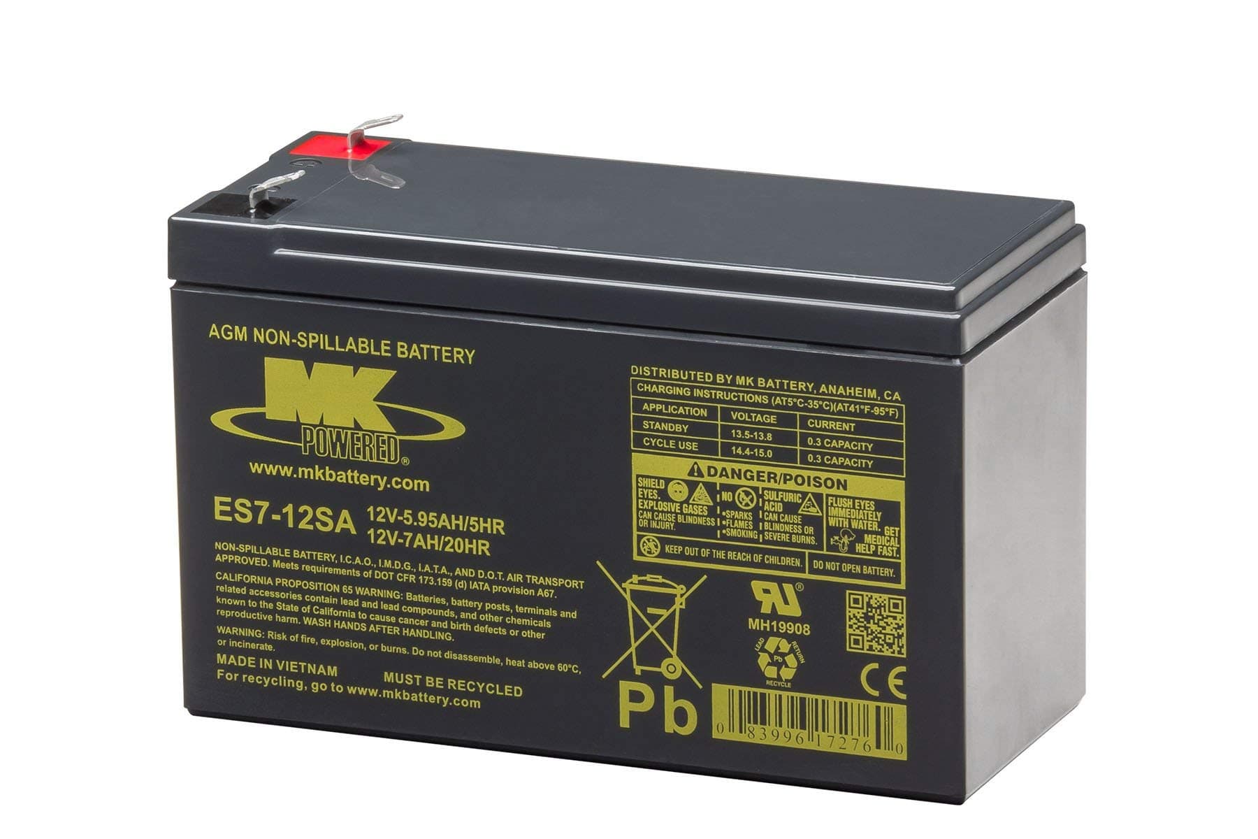 MK Battery ES7-12SA Maintenance-Free Rechargeable Sealed Lead-Acid Battery