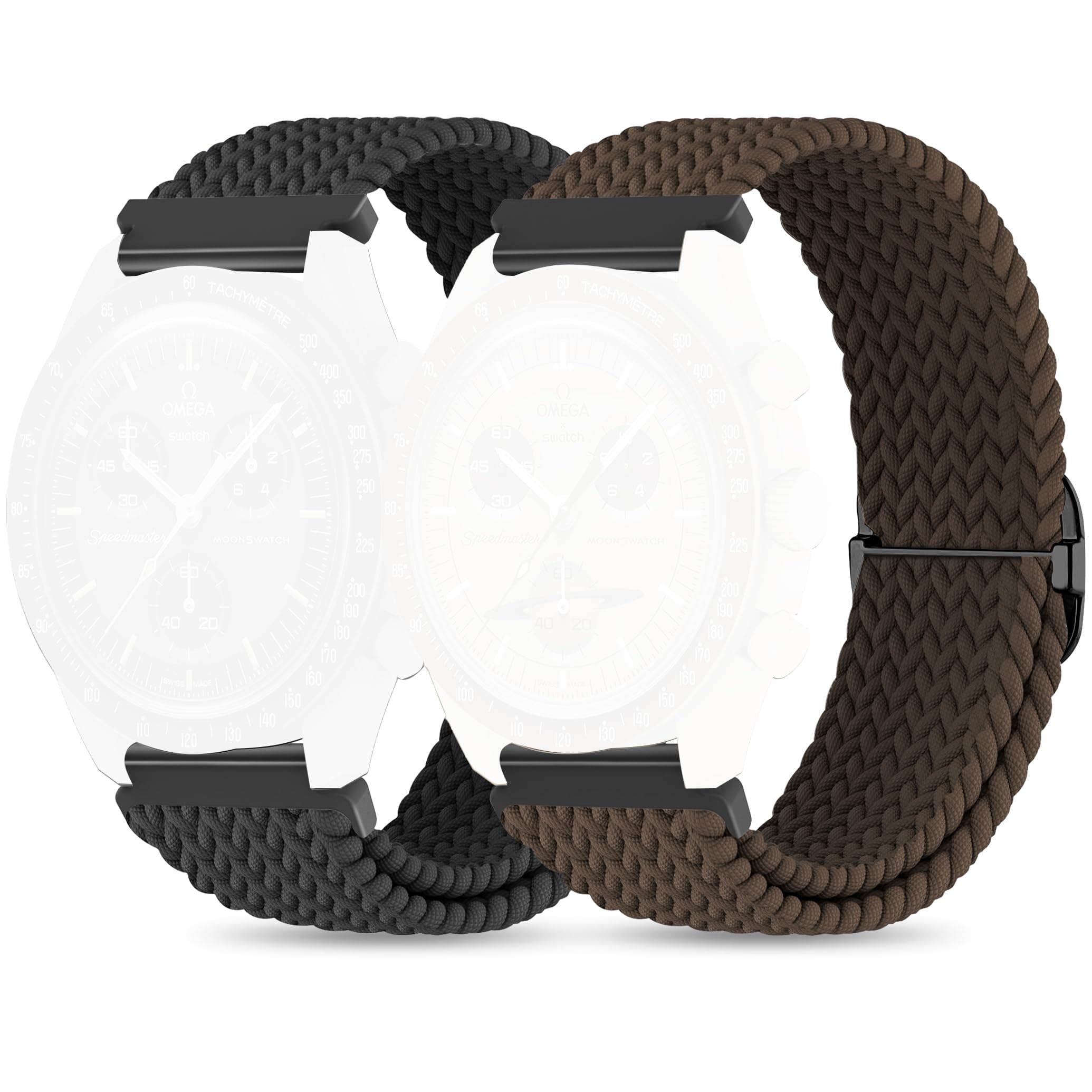 Braided Bands for Moonswatch Watch,20mm Stretchy Nylon Band,Compatible with Omega X Swatch Moonswatch Speedmaster 20mm Watch,Swatch Omega Moonswatch Speedmaster Watch Replacement Strap for
