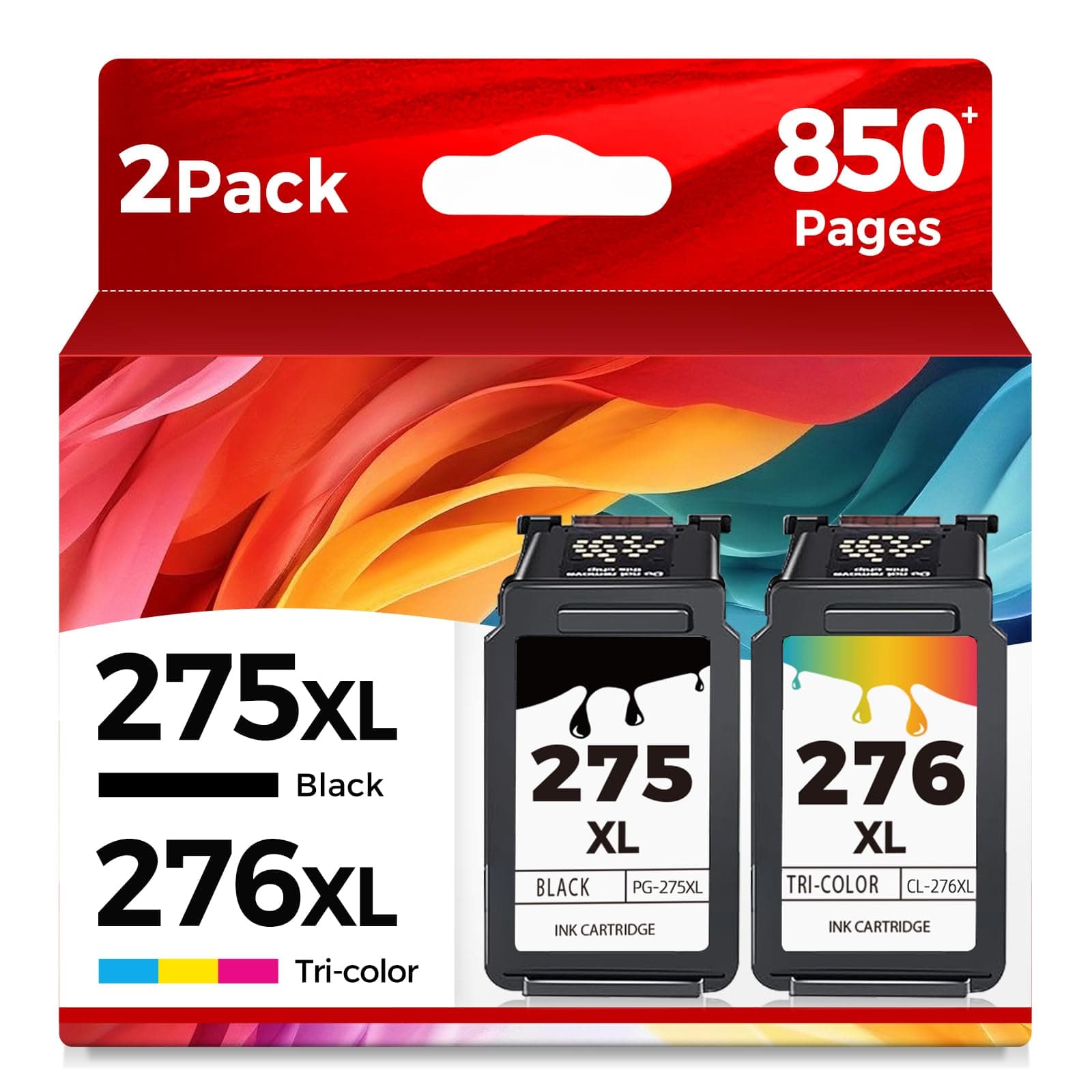 275XL 276XL Compatible Ink Cartridge Replacement for Canon Ink 275 276 (Black Color Combo, 2-Pack) PG275 CL276 XL for TS3522 TR4720 TR4722 TS3520 TS3500 TR4700 TS3700 TS3720 TS3722 Printer