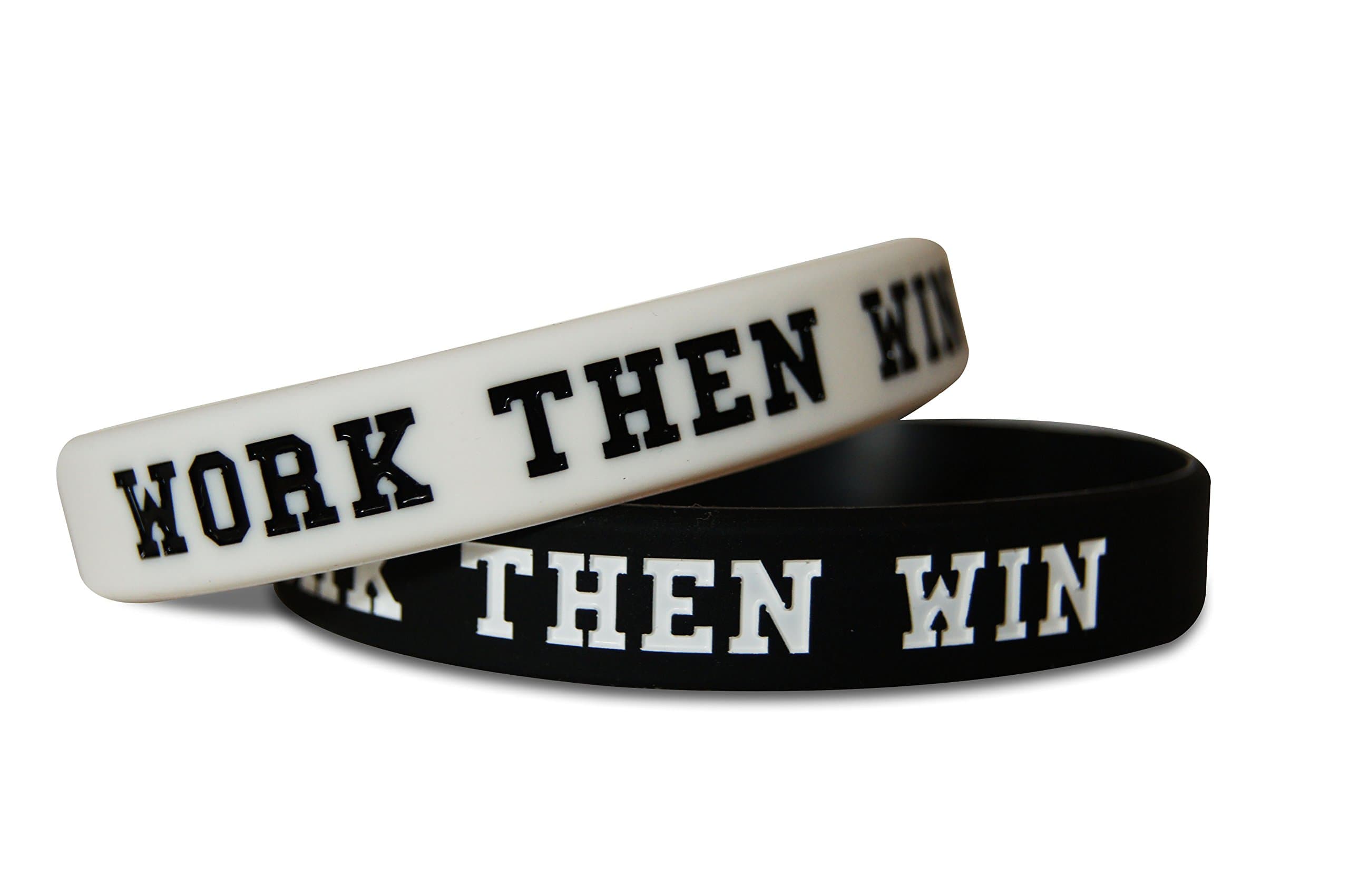 Novel Merk Work Then Win & Team Gym Rat Fitness & Bodybuilding Silicone Rubber Band Wristband Bracelet for Workout, Training, Sports Motivation Accessory