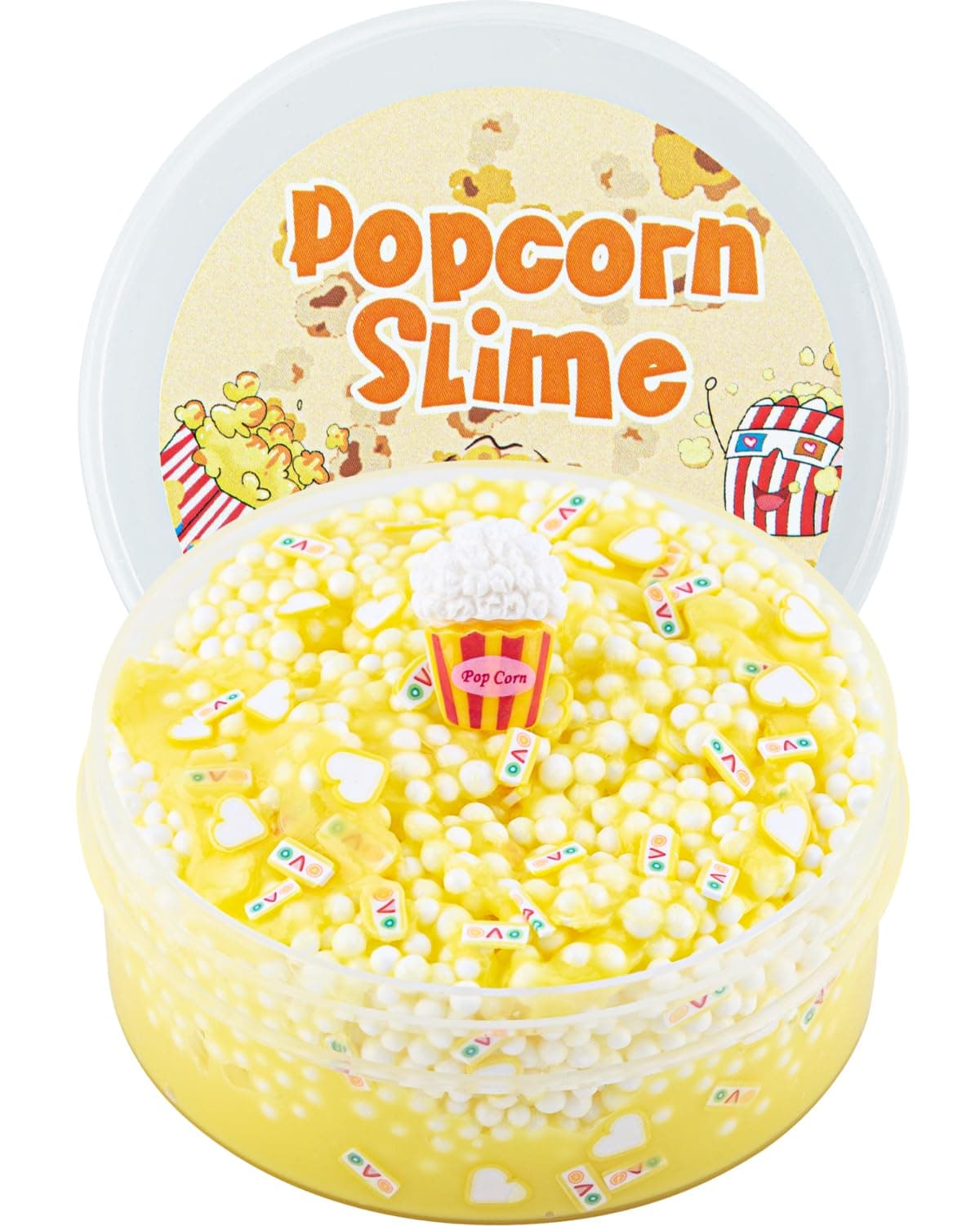 Yellow Popcorn Foam Slime - Stretchy, Non-Sticky, Crunchy Sensory Toy - Party Favors for Girls and Boys Ages 8-12 - Holiday Birthday Hallowmas Gift for Kids