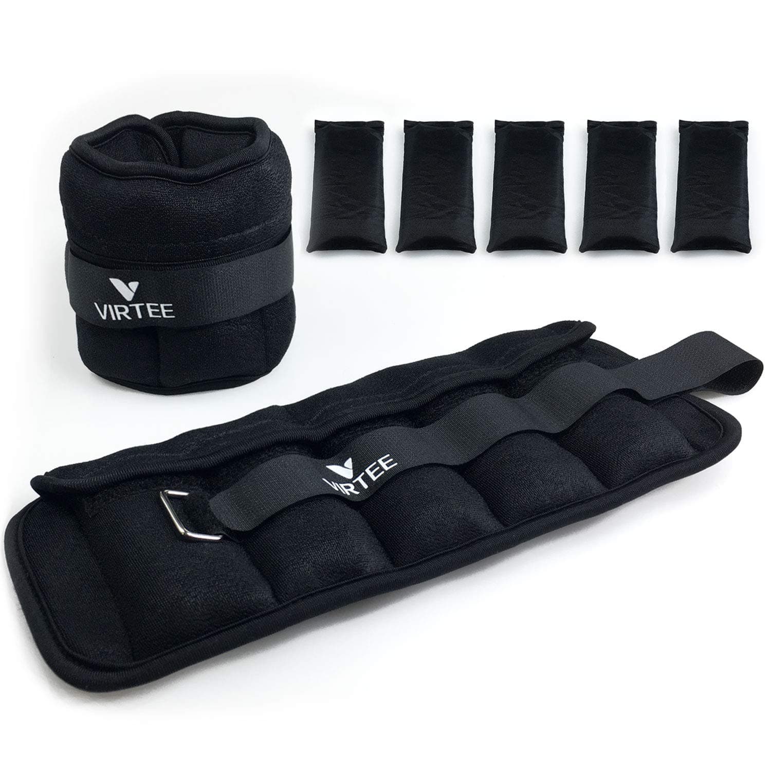 Virtee Adjustable Ankle Wrist Weights 1-5 lbs with Removable Weight for Jogging, Walking, Gymnastic, Workout, 0.5-2.5 lbs Each Pack, 2 Pack