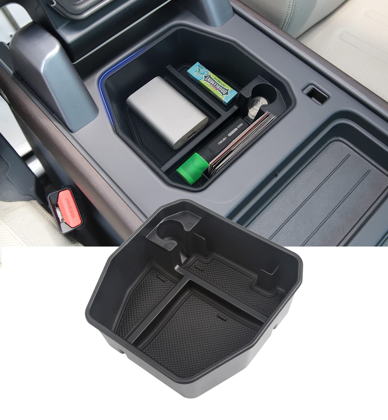 for Land Rover Defender Accessories 2020-2023 Center Console Organizer Tray fits Defender 90 110 2021 2022 Interior Armrest Secondary Storage Box with Coins Holder/Phone Stand/Cards Slot