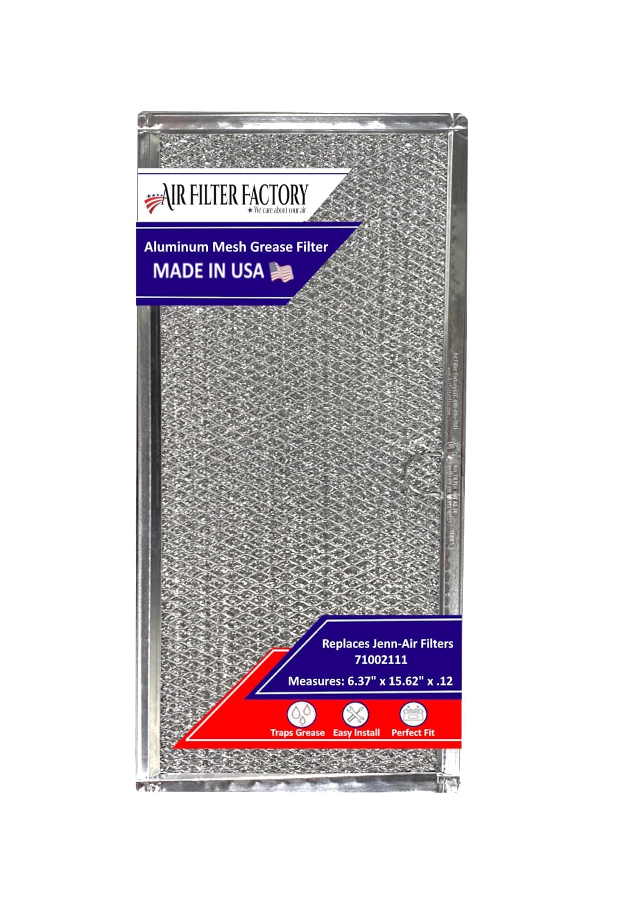 Air Filter FactoryReplacement For 71002111 Jenn-Air 6.37 x 15.62 x .12 Inches Range Hood Aluminum Mesh Grease 12-Layer Downdraft Vent Hood Filter