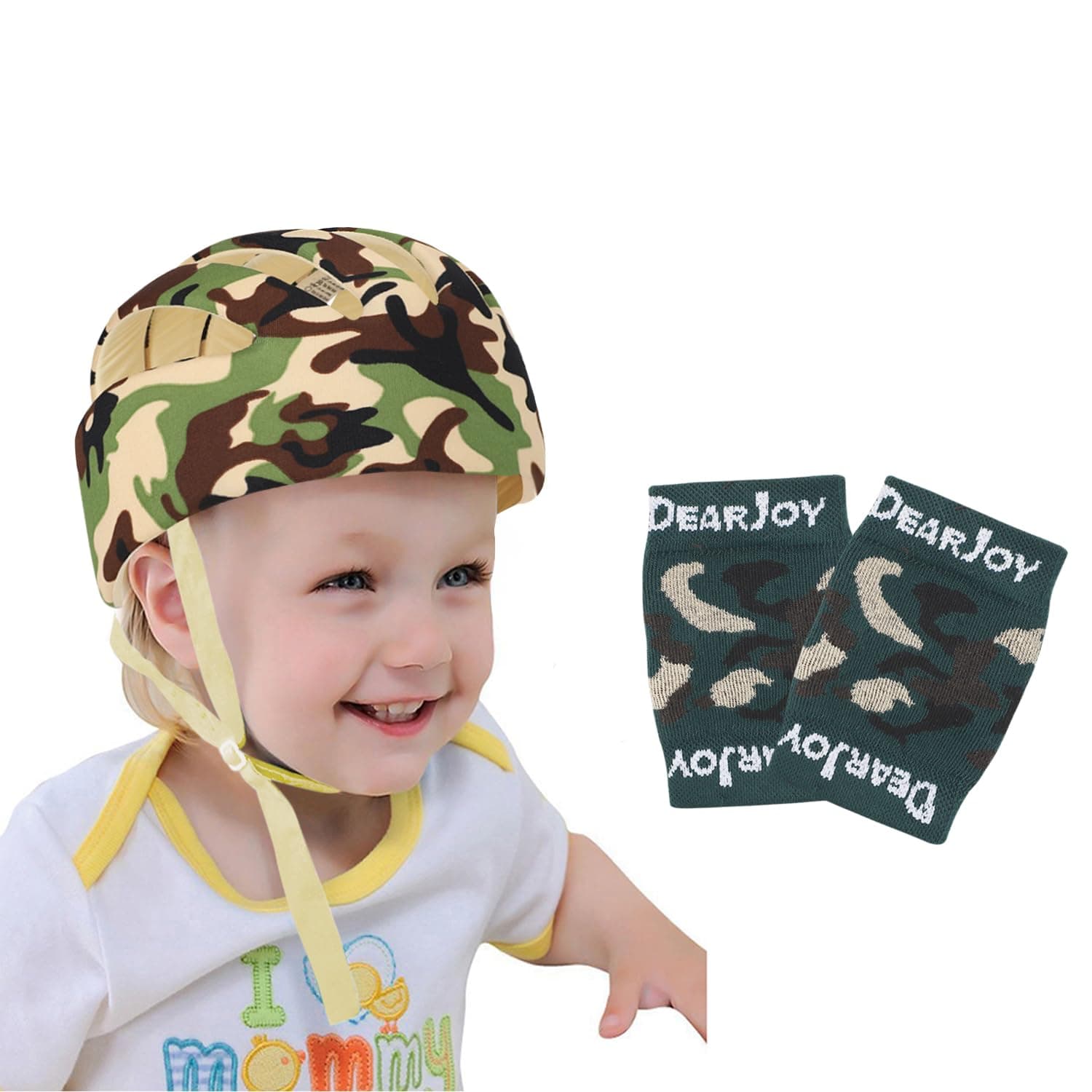 DearJoy Baby Head Protector for Safety of Kids 6M to 3 Years- Baby Safety Helmet with Proper Air Ventilation & Corner Guard Protection + Baby Kneepads for Crawling (Uri Green)