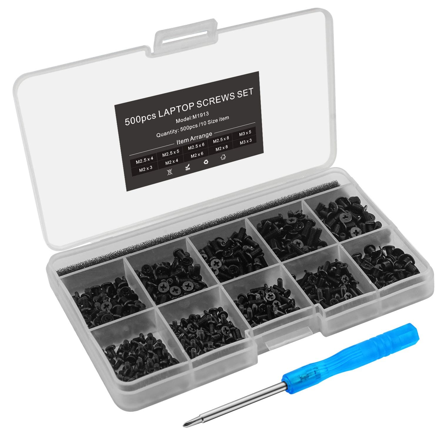 Mcsher 500pcs Laptop Notebook Screws Set for IBM HP Dell Lenovo Samsung Sony Toshiba Acer Gateway Screw Assortment Kit – with Screwdriver