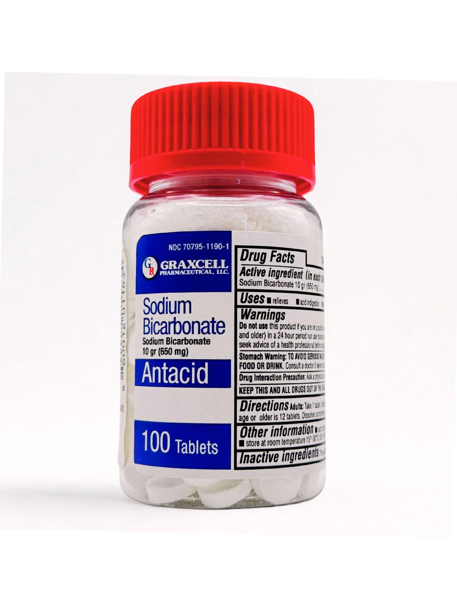 Sodium Bicarbonate Tablets |USP 650mg (10 Grains) |Relief of Acid Indigestion, Heartburn, Sour Stomach & Upset Stomach | Kidney Health | 100 Count