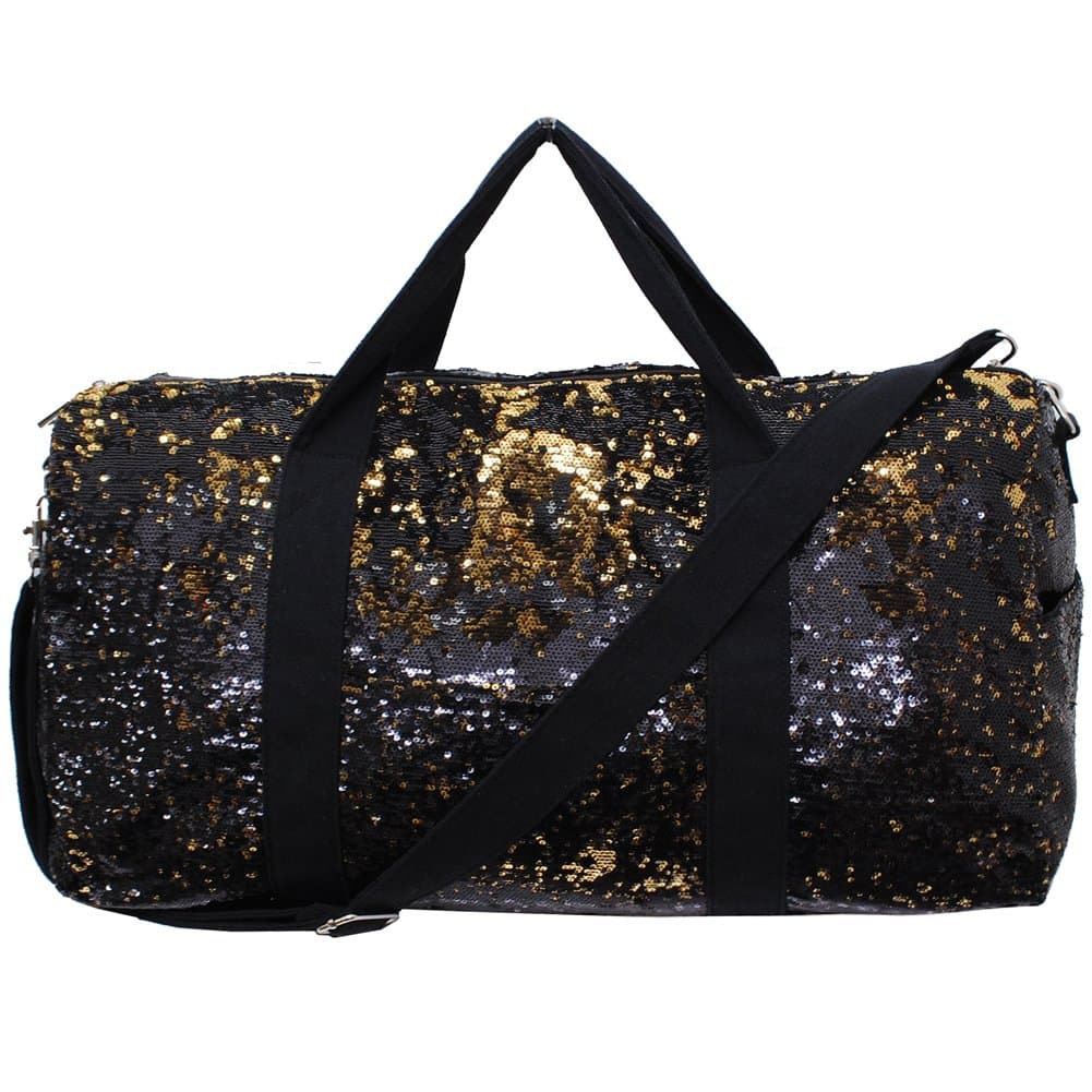 Black & Gold 2 Tone Sequin NGIL Cheer Dance Yoga Girly Duffle Bag