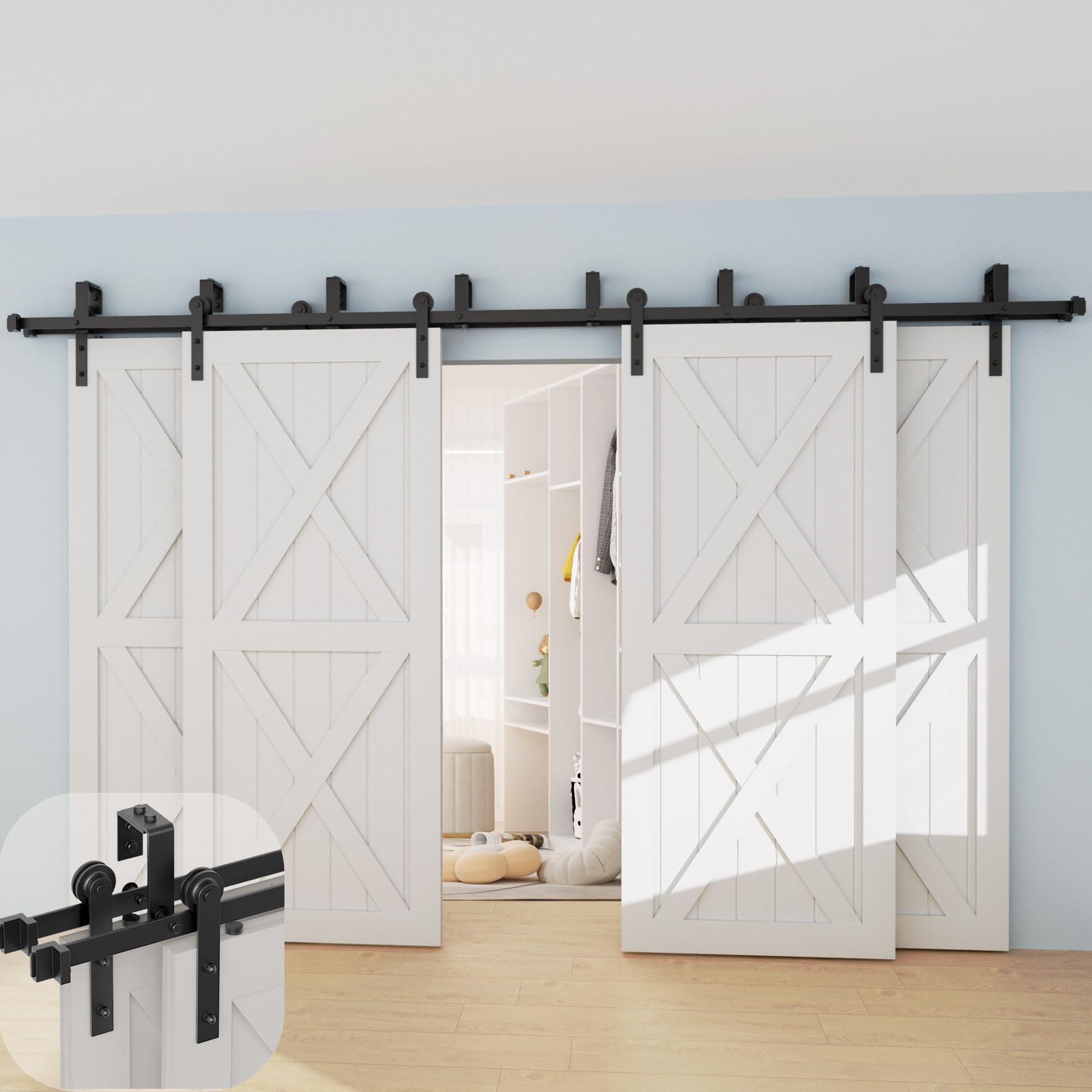 double track bypass barn door hardware kit