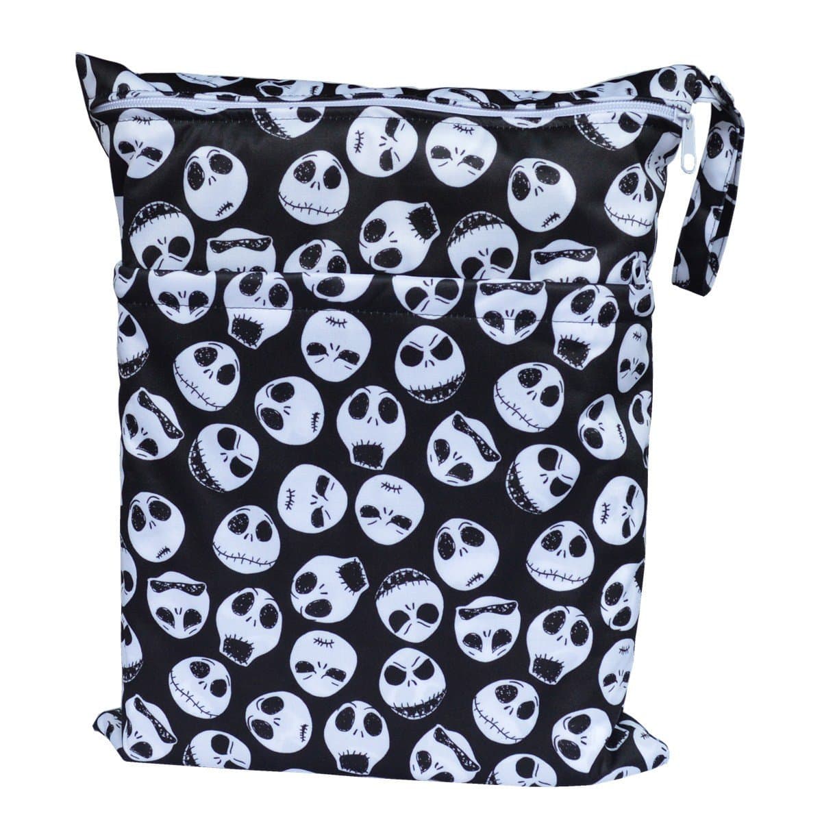 Wet Dry Bag Baby Cloth Diaper Nappy Bag Reusable with Two Zippered Pockets (Skull)