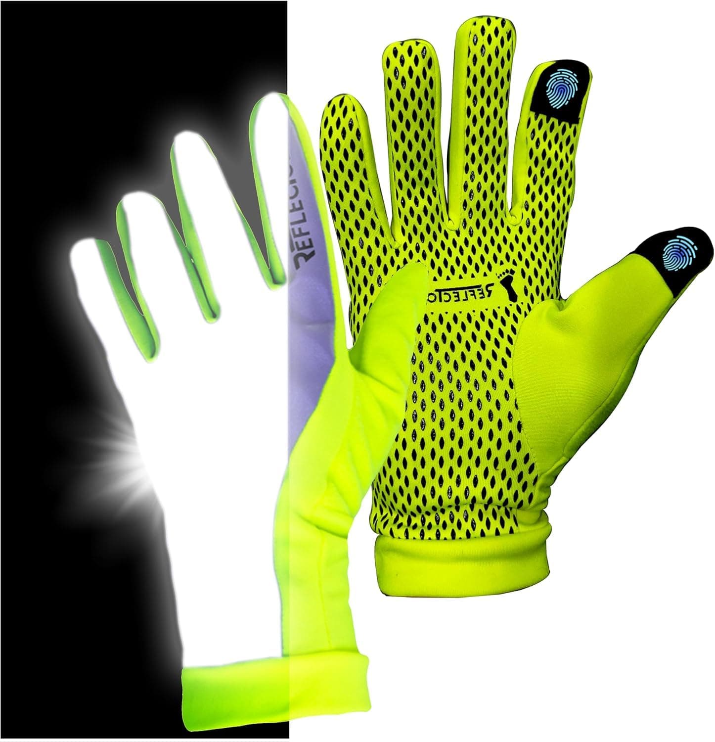 Reflective Winter Running Gloves - Touch Screen Compatible Lightweight Gloves - Cold Weather Hi Vis Safety for Night Runs
