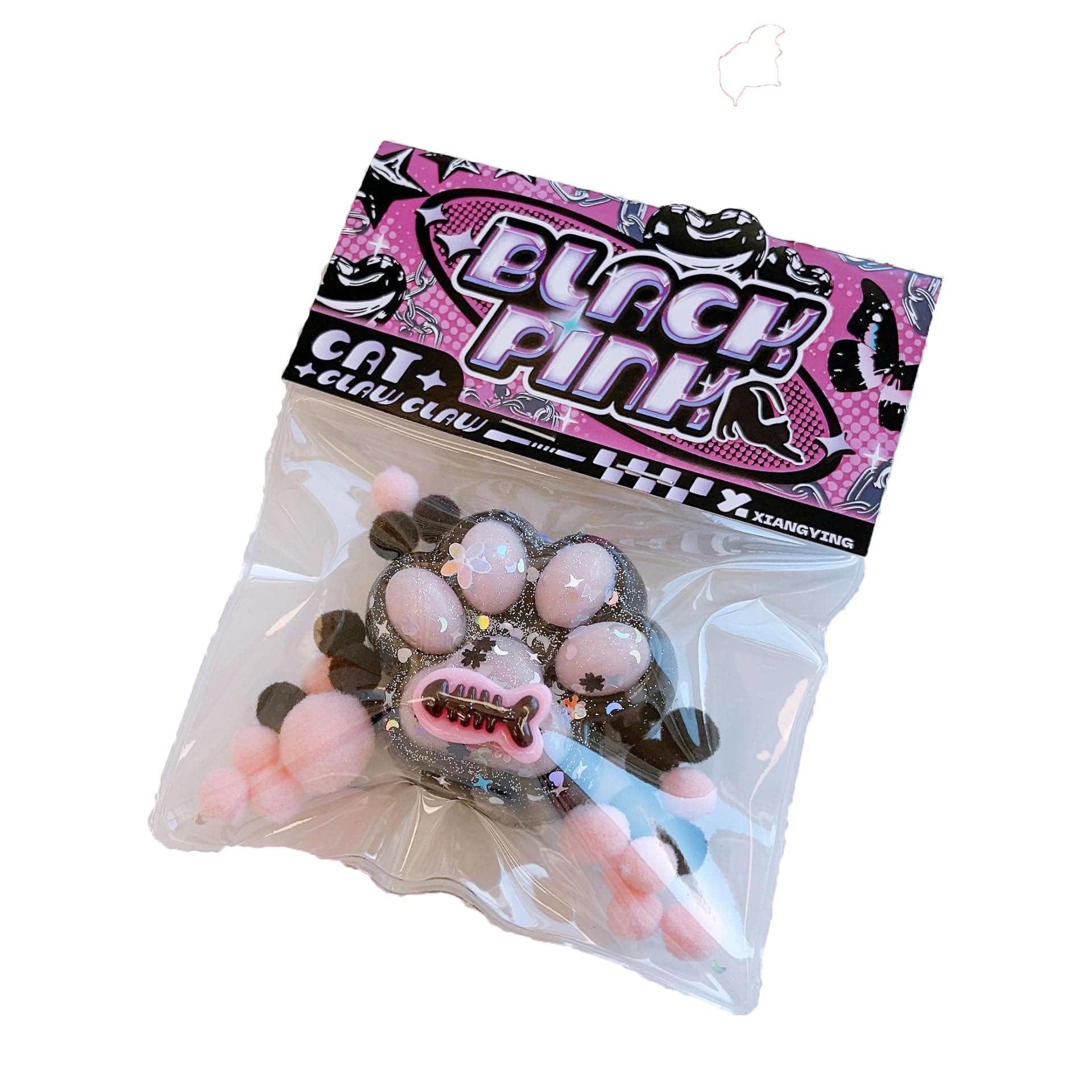 タバスクイッシーキット1個 かわいい猫の足スクイッシーフィジェットトイ、かわいい猫のスクイッシー感覚おもちゃ、ピンチファミリースクイッシーおもちゃ、パーティーの記念品のためのストレス解消、大人のための猫のもちスクイッシー(ブラックピンク)