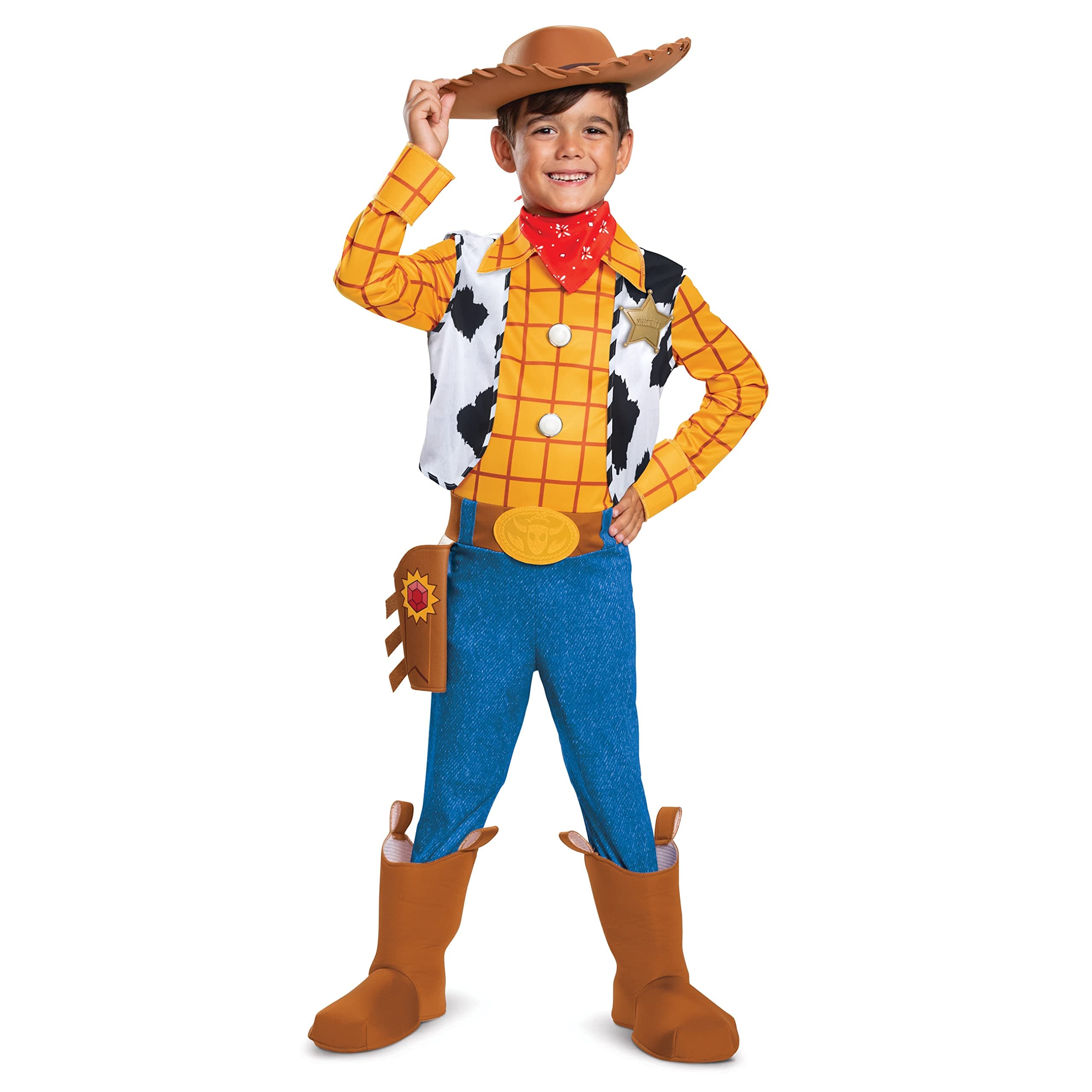 Disney Pixar Woody Toy Story 4 Deluxe Boys' Costume, Multi, Medium (7-8)